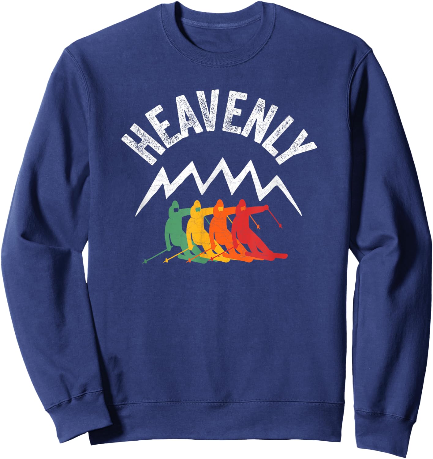 Ski Heavenly California Retro Skiing Lake Tahoe CA Skier Sweatshirt - Sweatshirt | Navy