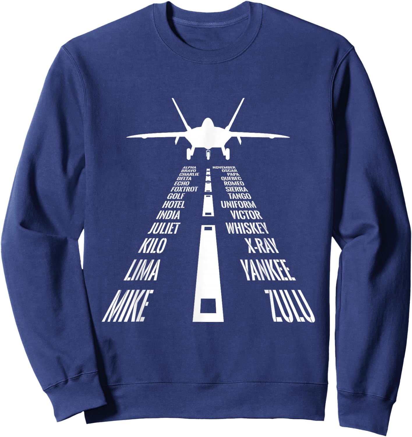 THE SALTY VETERAN F-22 Raptor Pilot Phonetic Alphabet Runway - Black, Men's Medium Sweatshirt - Sweatshirt | Navy