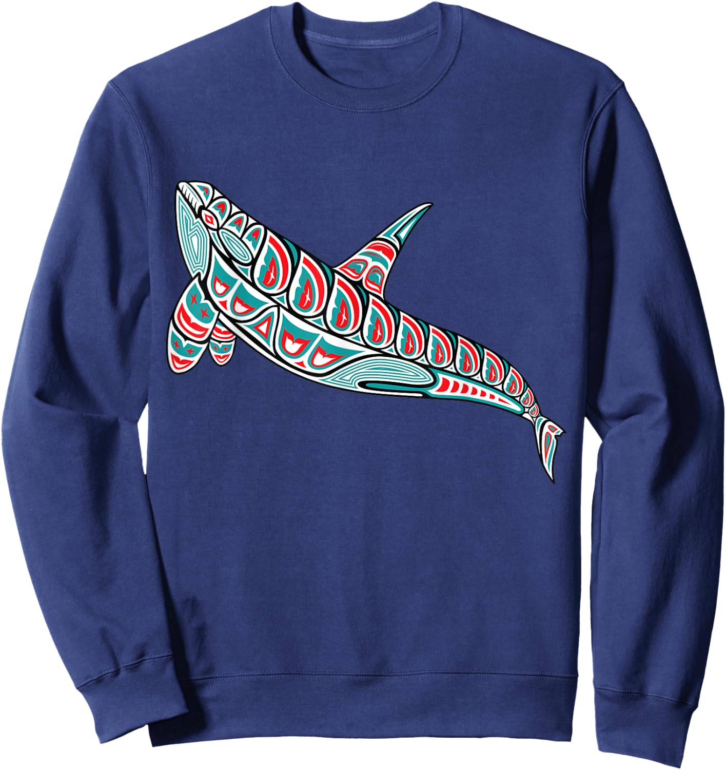 Orca Whale Native American Indian Pacific Northwest Sweatshirt - Sweatshirt | Navy