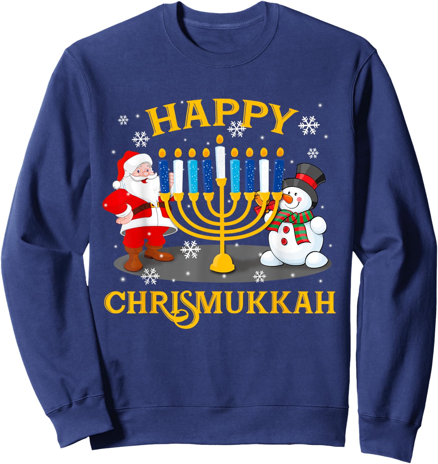 Happy Chrismukkah Funny Hanukkah Christmas Jewis Gifts Xmas Sweatshirt - Sweatshirt | Navy