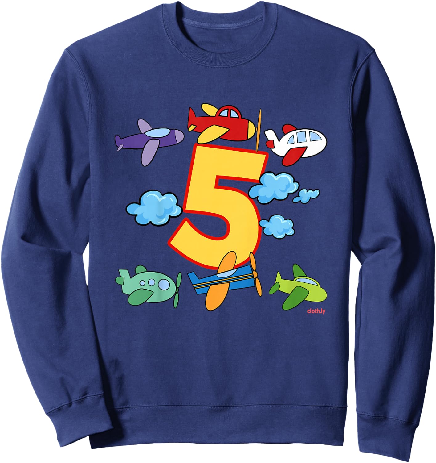 5th Birthday Boys Airplane Pilot 5 Years Birthday Sweatshirt - Sweatshirt | Navy