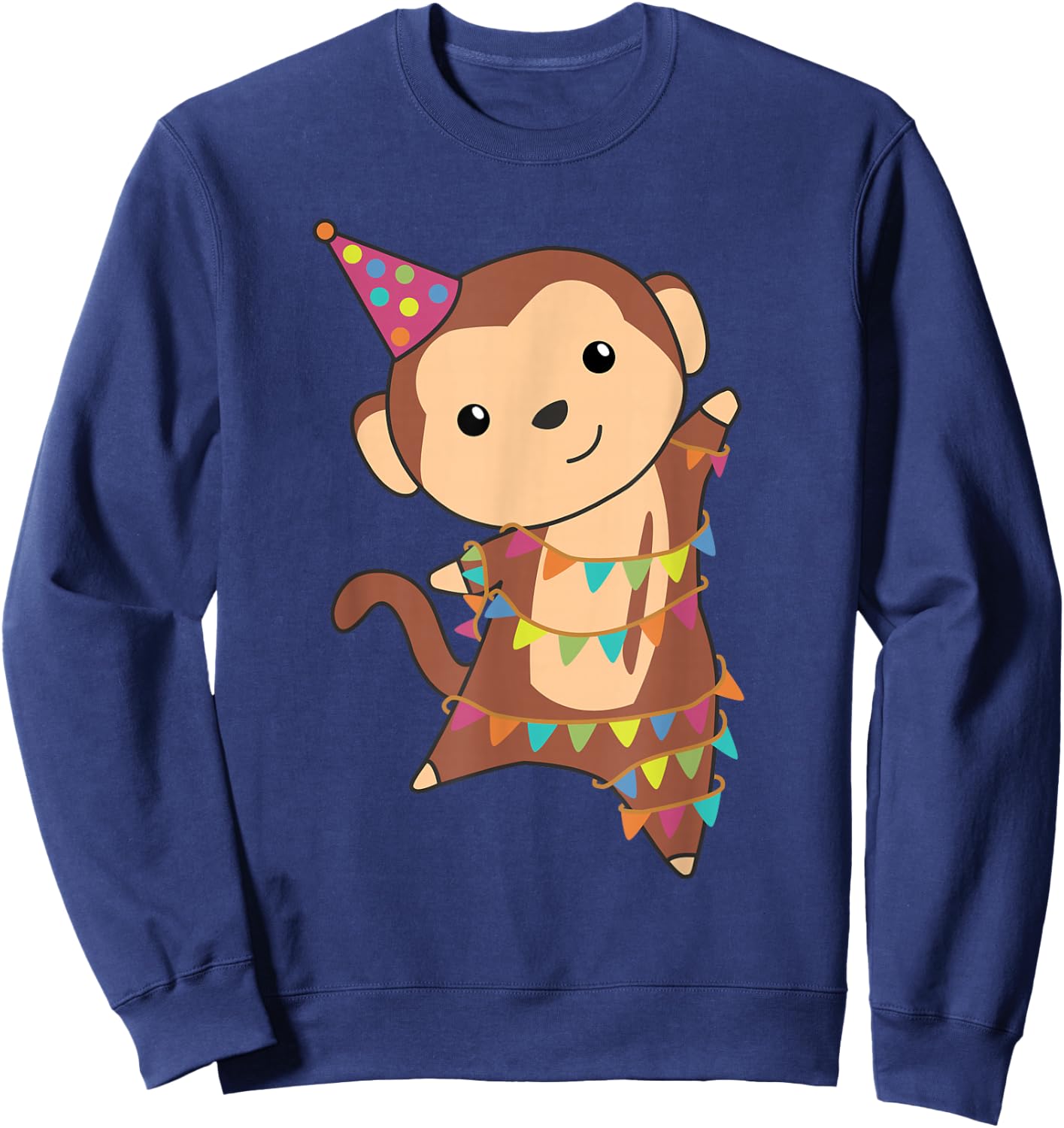 Cute Animals For Every Child's Birthday Birthday Monkey Kids Sweatshirt - Sweatshirt | Navy