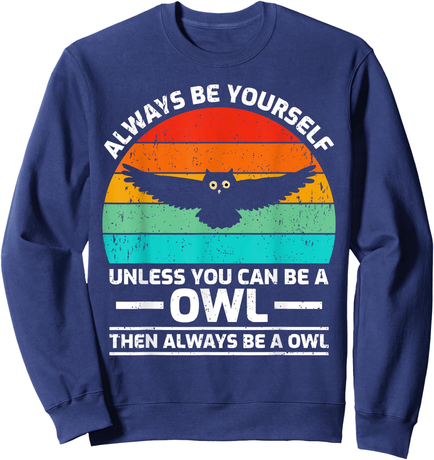 Vintage Owl Bird Lover Retro Cute Owl Sweatshirt - Sweatshirt | Navy