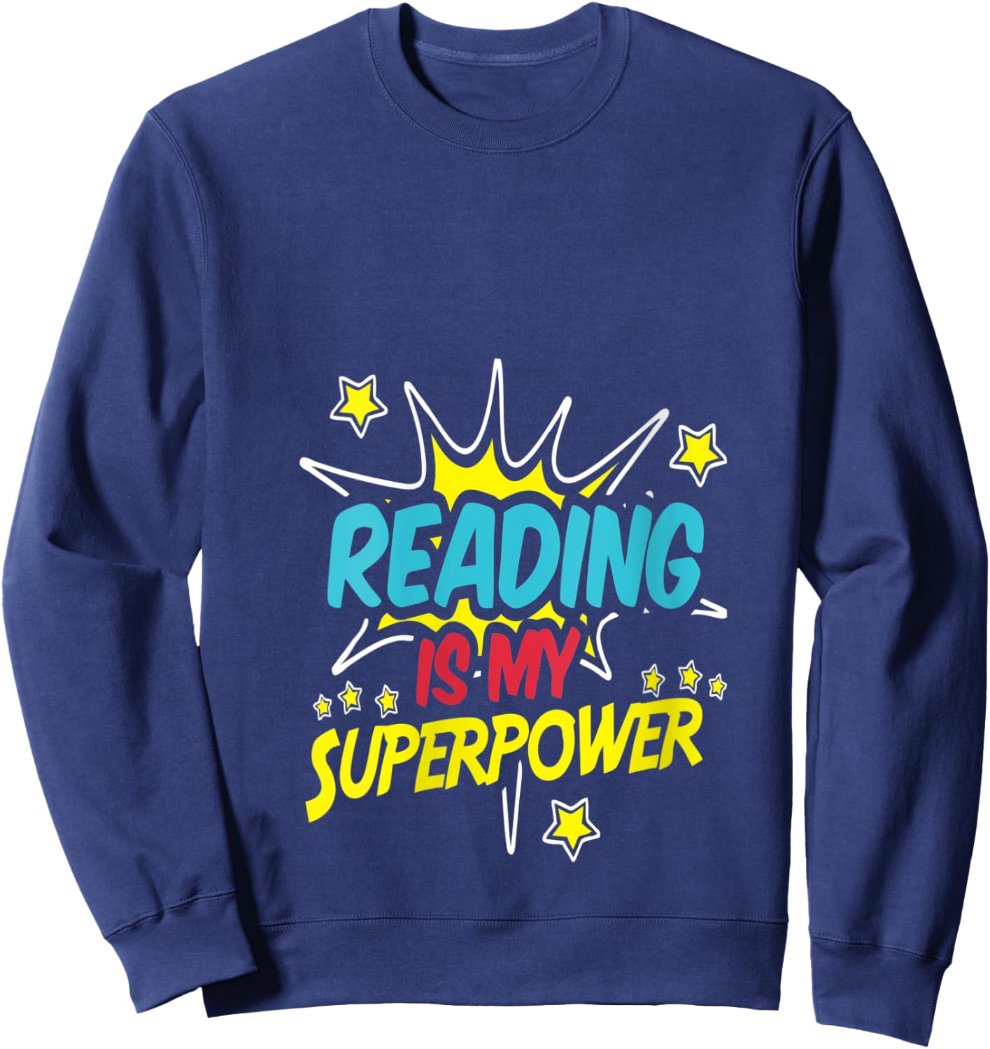 Reading Is My Superpower Book Nerd Funny Gift V-Neck Sweatshirt - Sweatshirt | Navy