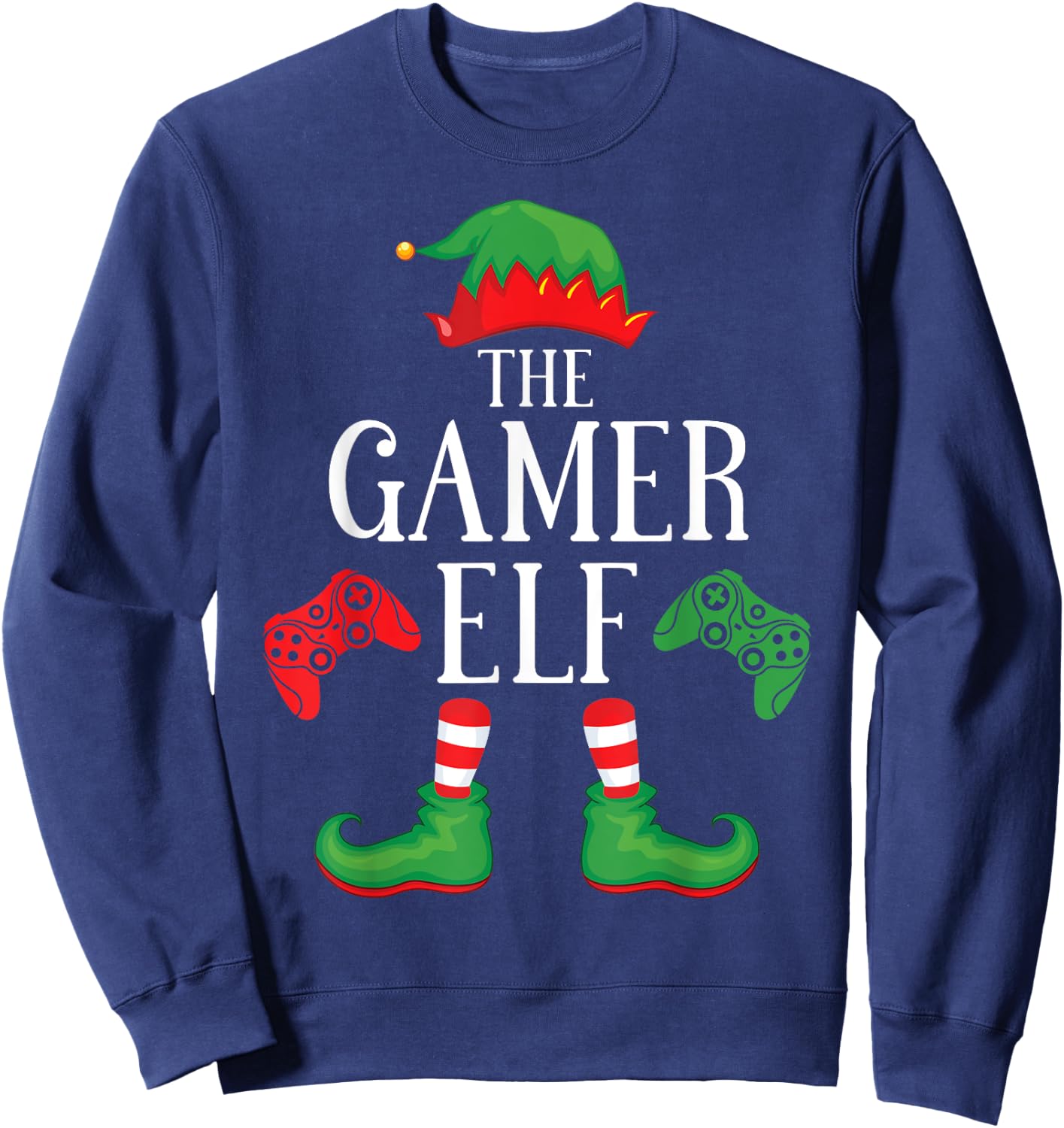 Gamer Elf Matching Group Xmas Gaming Funny Family Christmas Sweatshirt - Sweatshirt | Navy