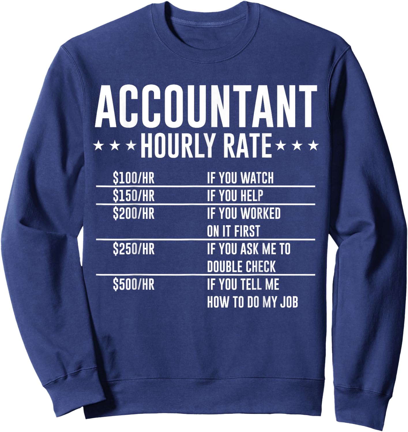 Accountant Hourly Rate Funny Accounting CPA Humor Birthday Sweatshirt - Sweatshirt | Navy