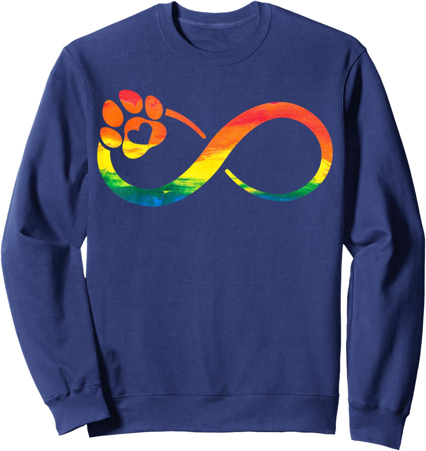 Dog Cat Paw Print Infinite Rainbow, Dog Lover Rescue Sweatshirt - Sweatshirt | Navy