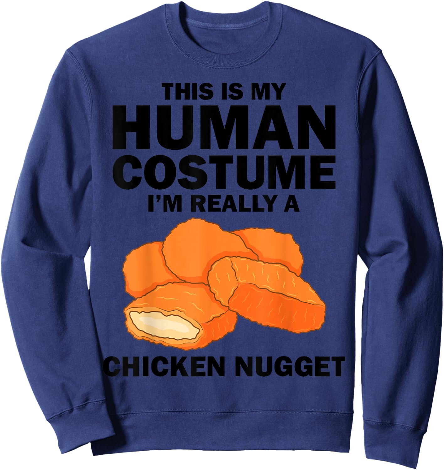 Funny Chicken Nugget Costume For Kids Fashion Nugget Foodie Sweatshirt - Sweatshirt | Navy