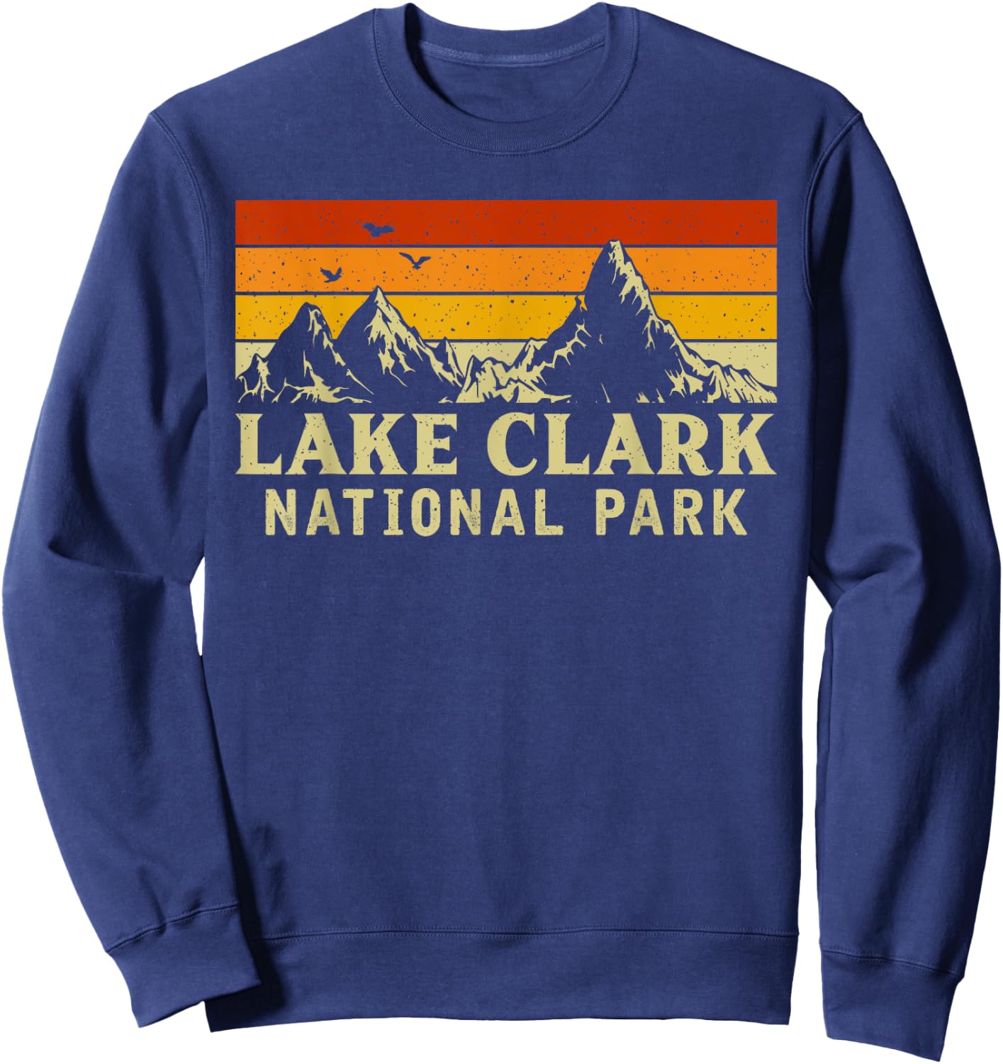 Vintage Retro Mountain Graphics Lake Clark National Park Sweatshirt - Sweatshirt | Navy