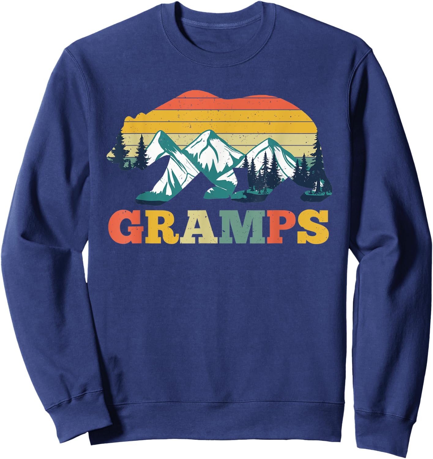 Vintage Gramps Bear Camper Camping Mountain Father's Day Sweatshirt - Sweatshirt | Navy