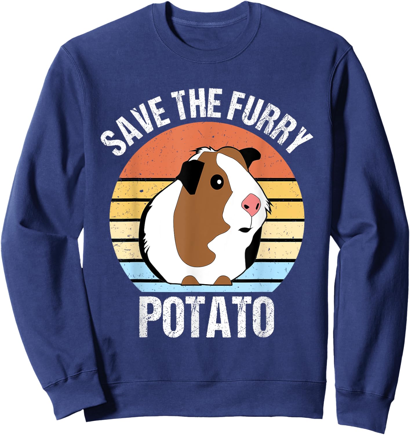 Save The Furry Potato Funny Guinea Pig Sweatshirt - Sweatshirt | Navy
