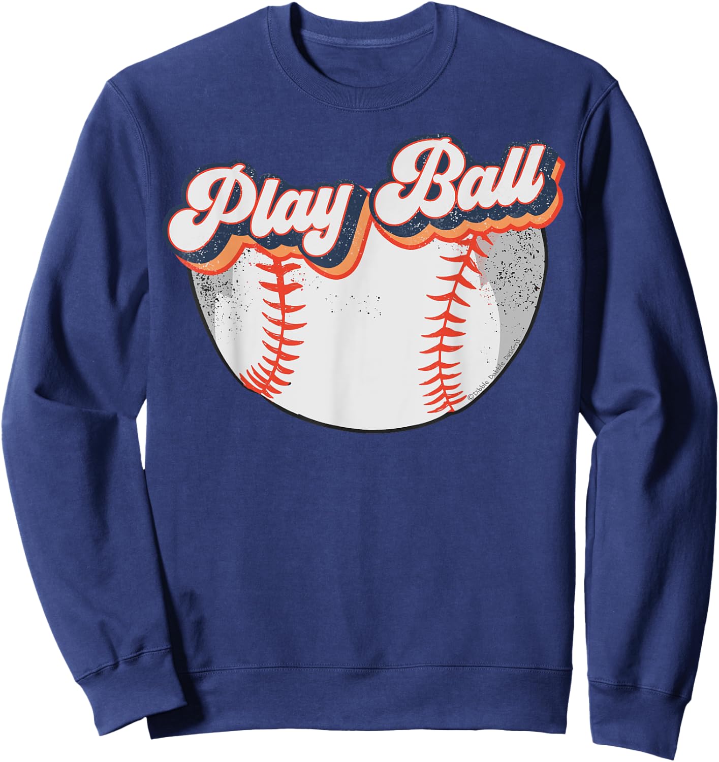 Retro Style PLAY BALL Softball Baseball Sweatshirt - Sweatshirt | Navy