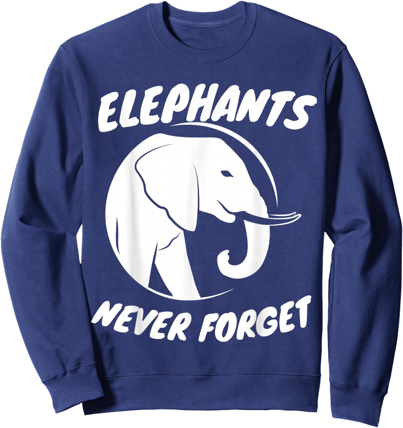 Cool Elephants Never Forget Elephant Silhouette Retro Sweatshirt - Sweatshirt | Navy