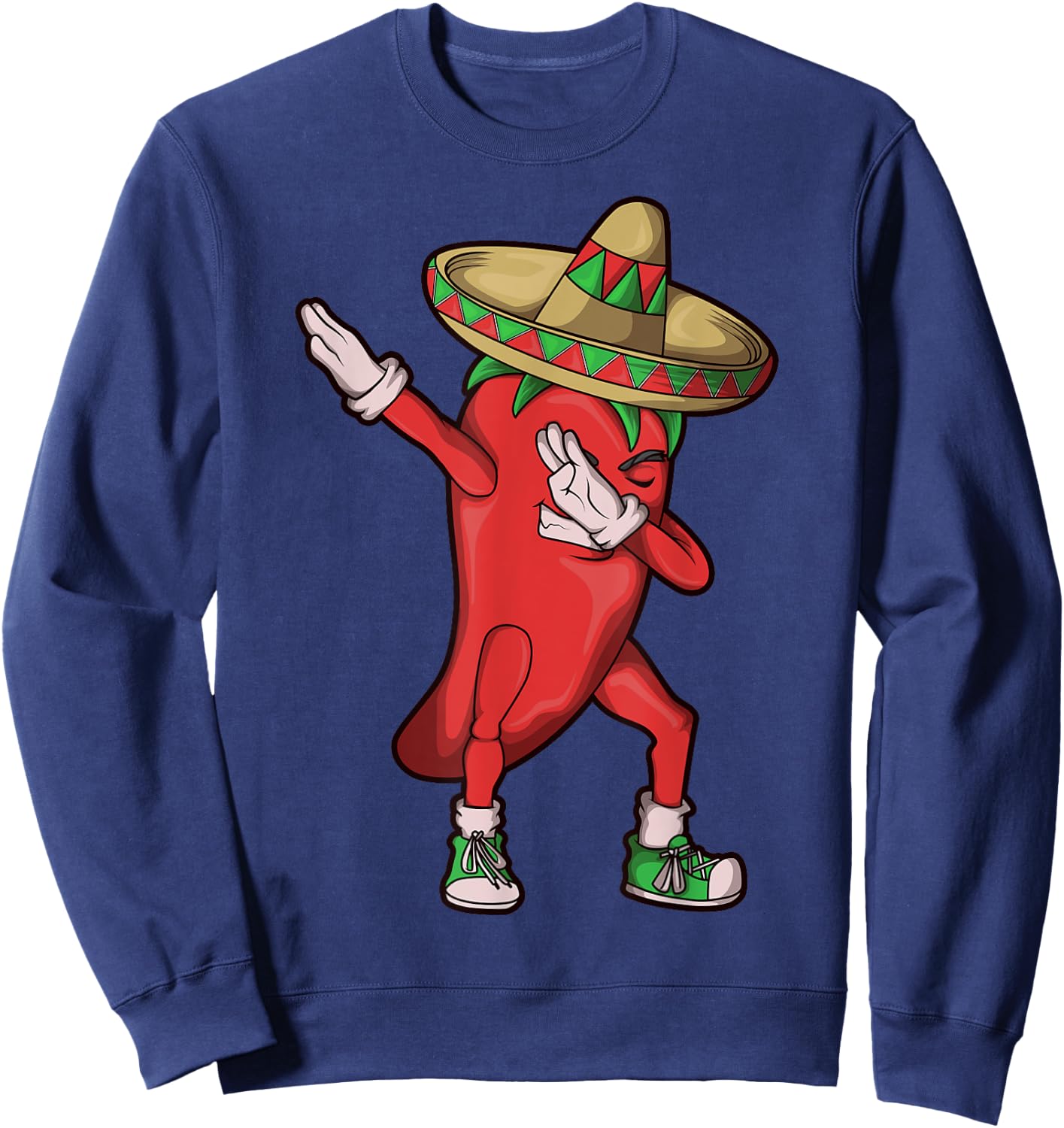 Chili Dabbing Shirt Hot Pepper Sombrero Cinco de Mayo Gift Sweatshirt - Sweatshirt | Navy