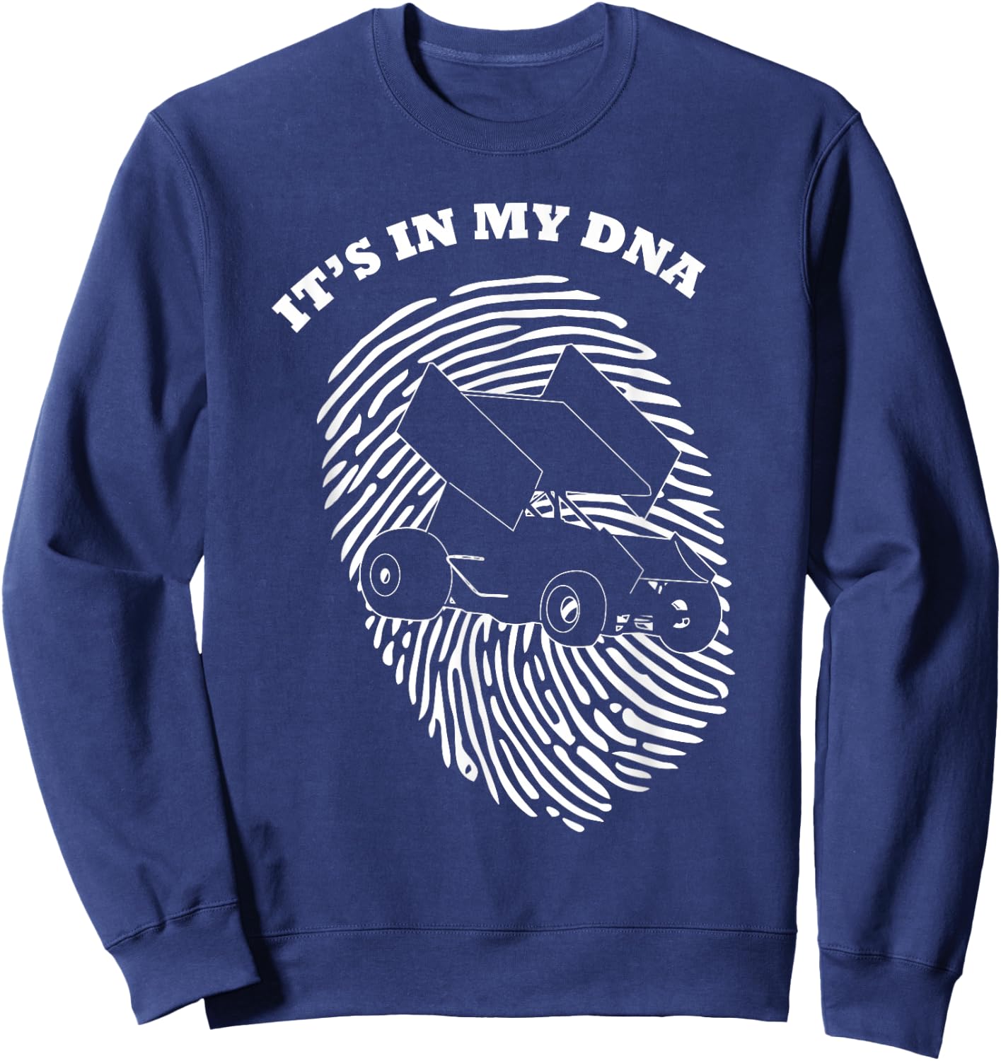 It's In My DNA Sprint Car Racing Race Fingerprint Fans Retro Sweatshirt - Sweatshirt | Navy