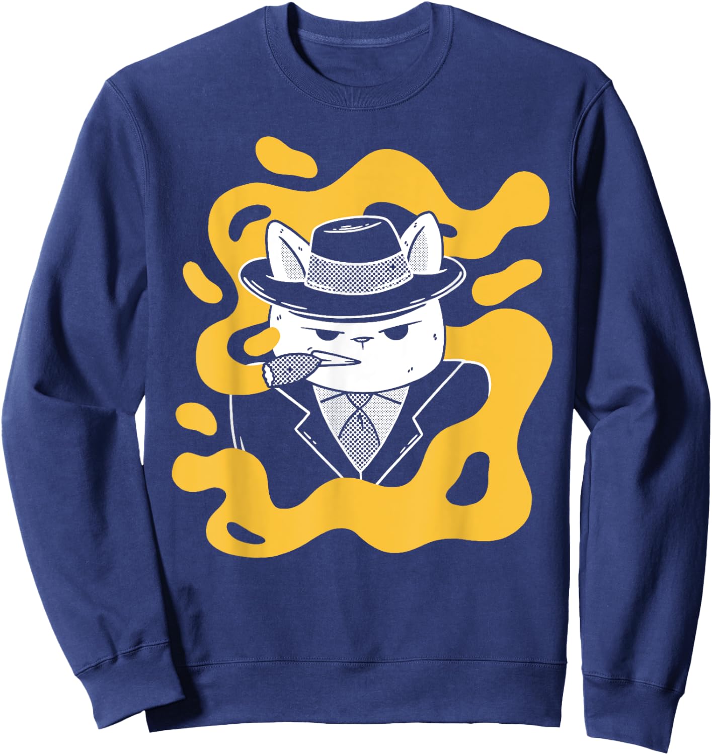 Cool Retro Style Gangster Mob Boss Cat Cigar Business Design Sweatshirt - Sweatshirt | Navy