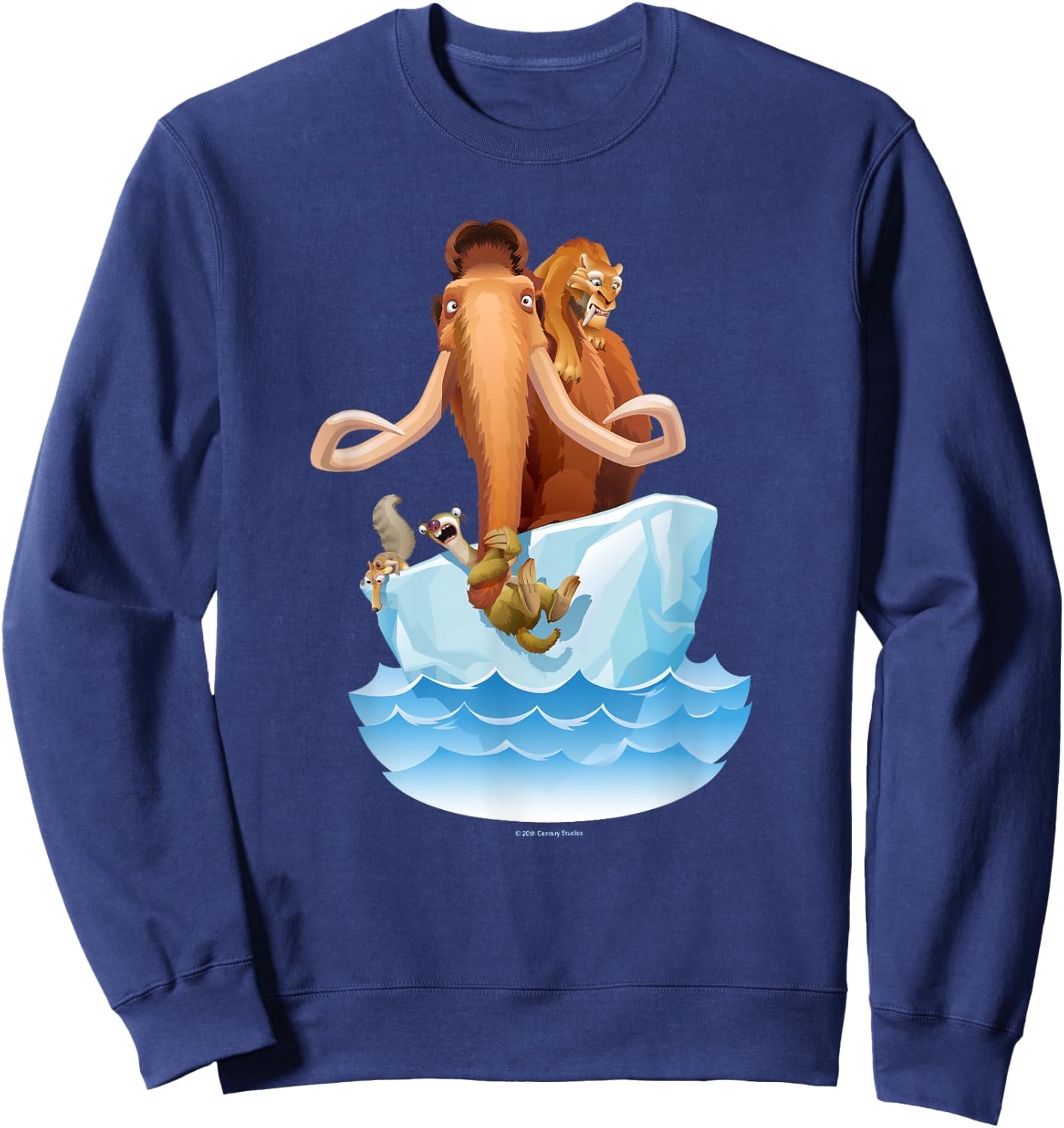 Ice Age Manfred Diego Sid and Scrat on Iceberg Sweatshirt - Sweatshirt | Navy