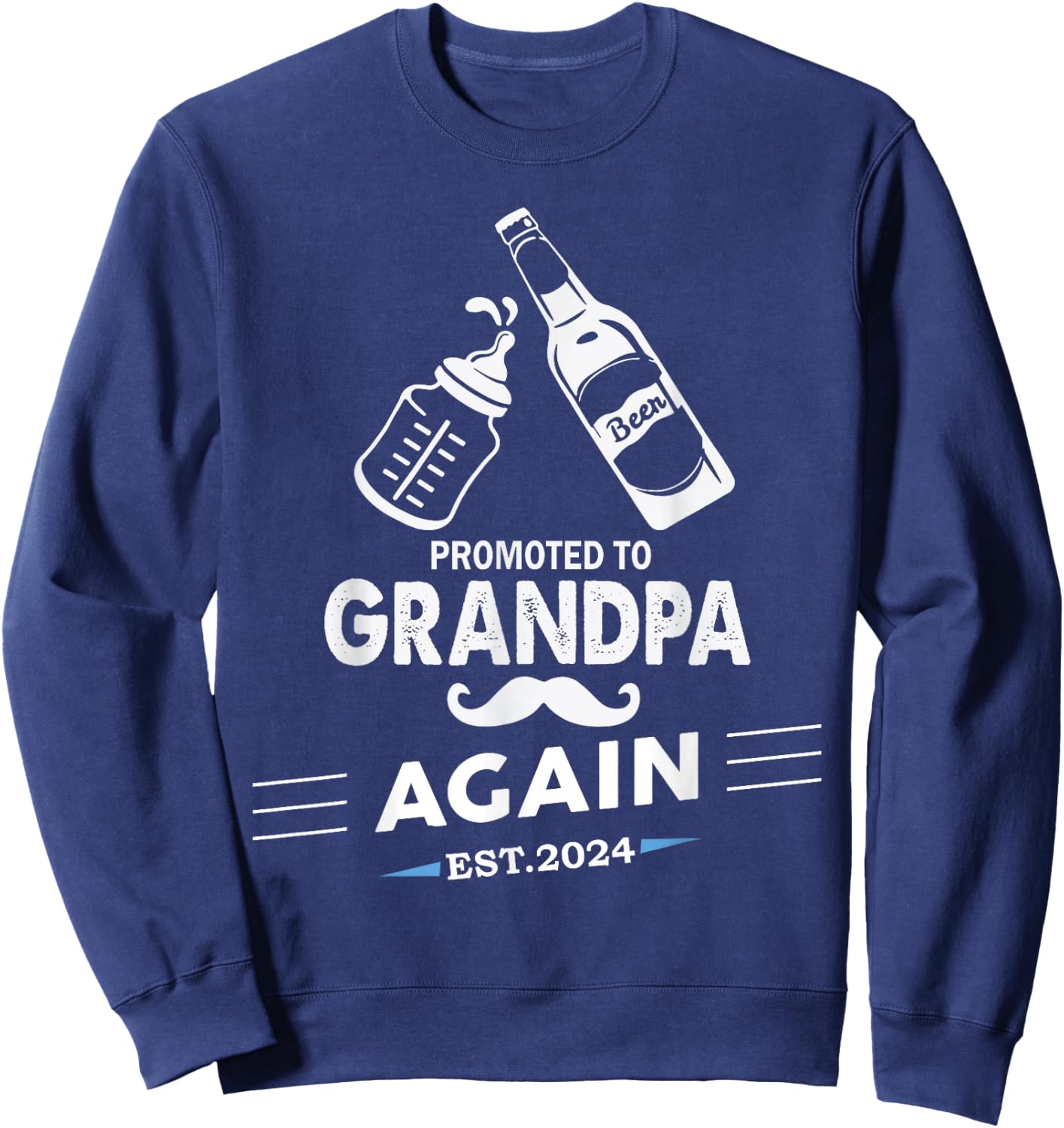 Promoted To Grandpa Again 2024 Funny Pregnancy Announcement Sweatshirt - Sweatshirt | Navy