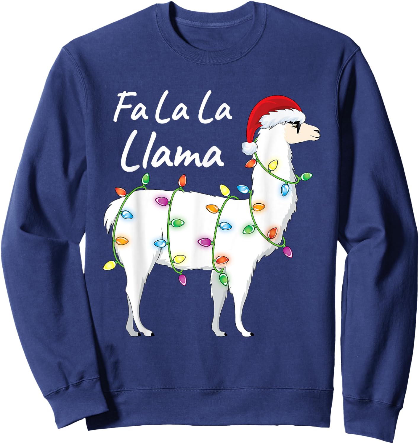Fa La La Llama Christmas Shirt Kids Boys Girls Santa Llama Sweatshirt - Sweatshirt | Navy