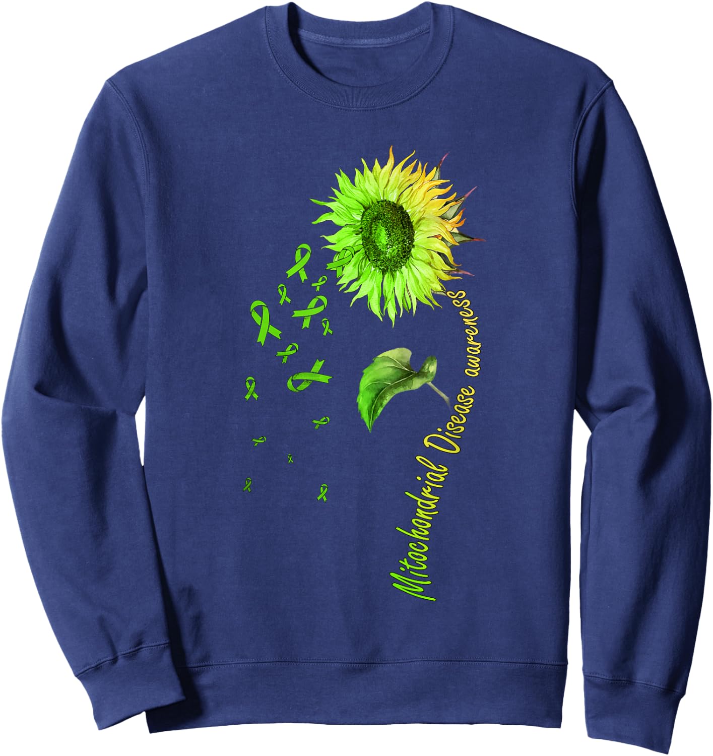 Mitochondrial Disease Awareness Sunflower Sweatshirt - Sweatshirt | Navy