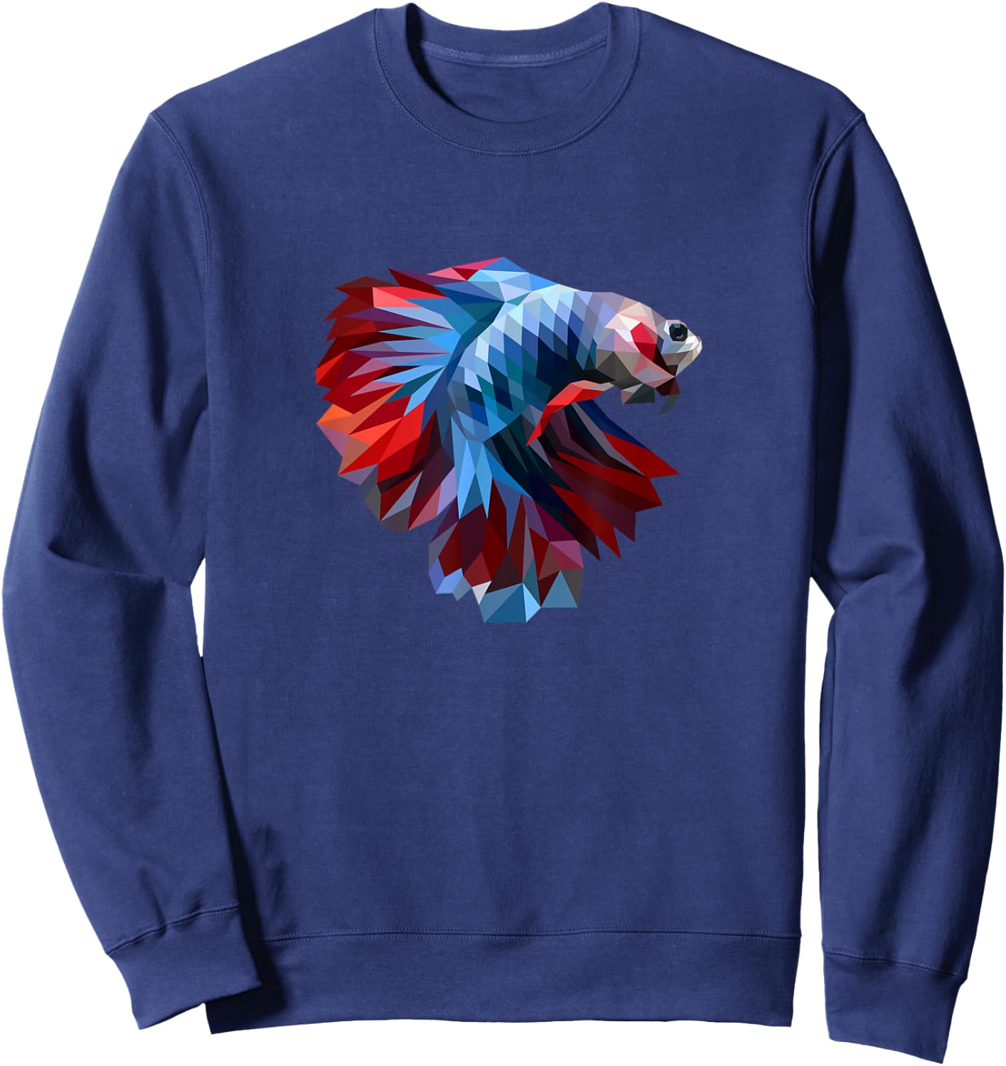 Colorful Geometric Betta Fish, Dad Mom Boy Girl Birth-day Sweatshirt - Sweatshirt | Navy