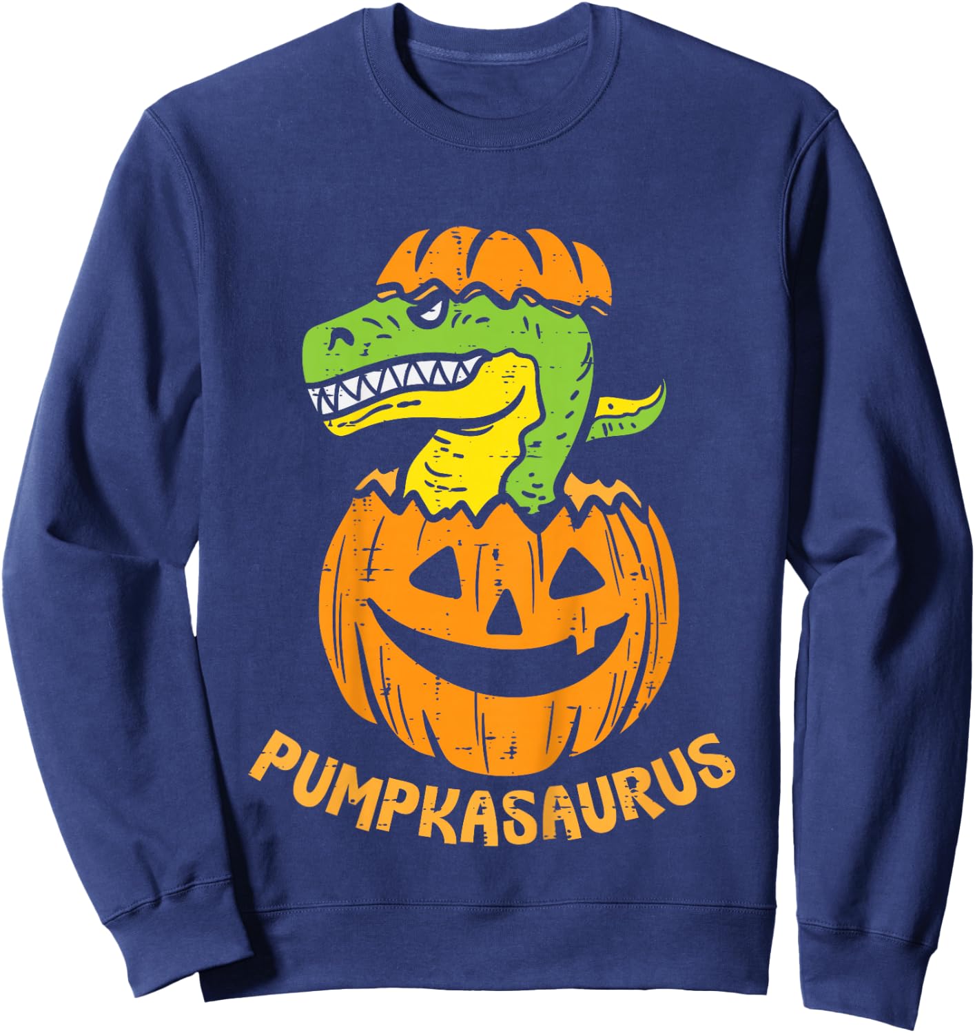Kids Pumpkasaurus TRex Pumpkin Dino Toddler Halloween Boys Kids Sweatshirt - Sweatshirt | Navy