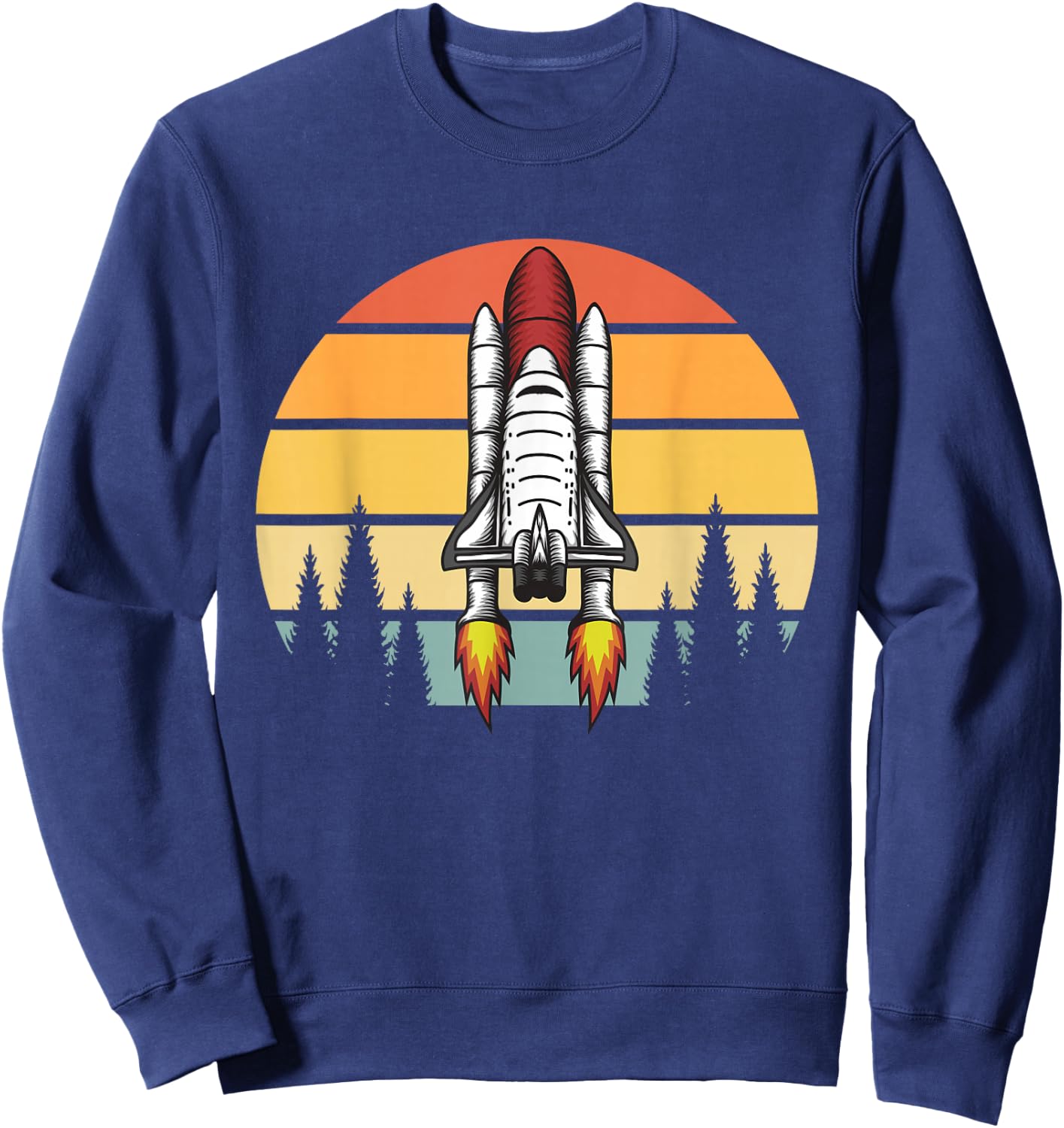 Vintage Retro Space Ship Science Rocket Sweatshirt - Sweatshirt | Navy