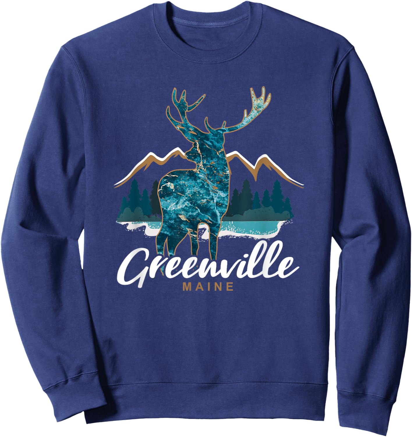 Greenville Maine ME USA Moosehead Lake Vacation Souvenir Sweatshirt - Sweatshirt | Navy