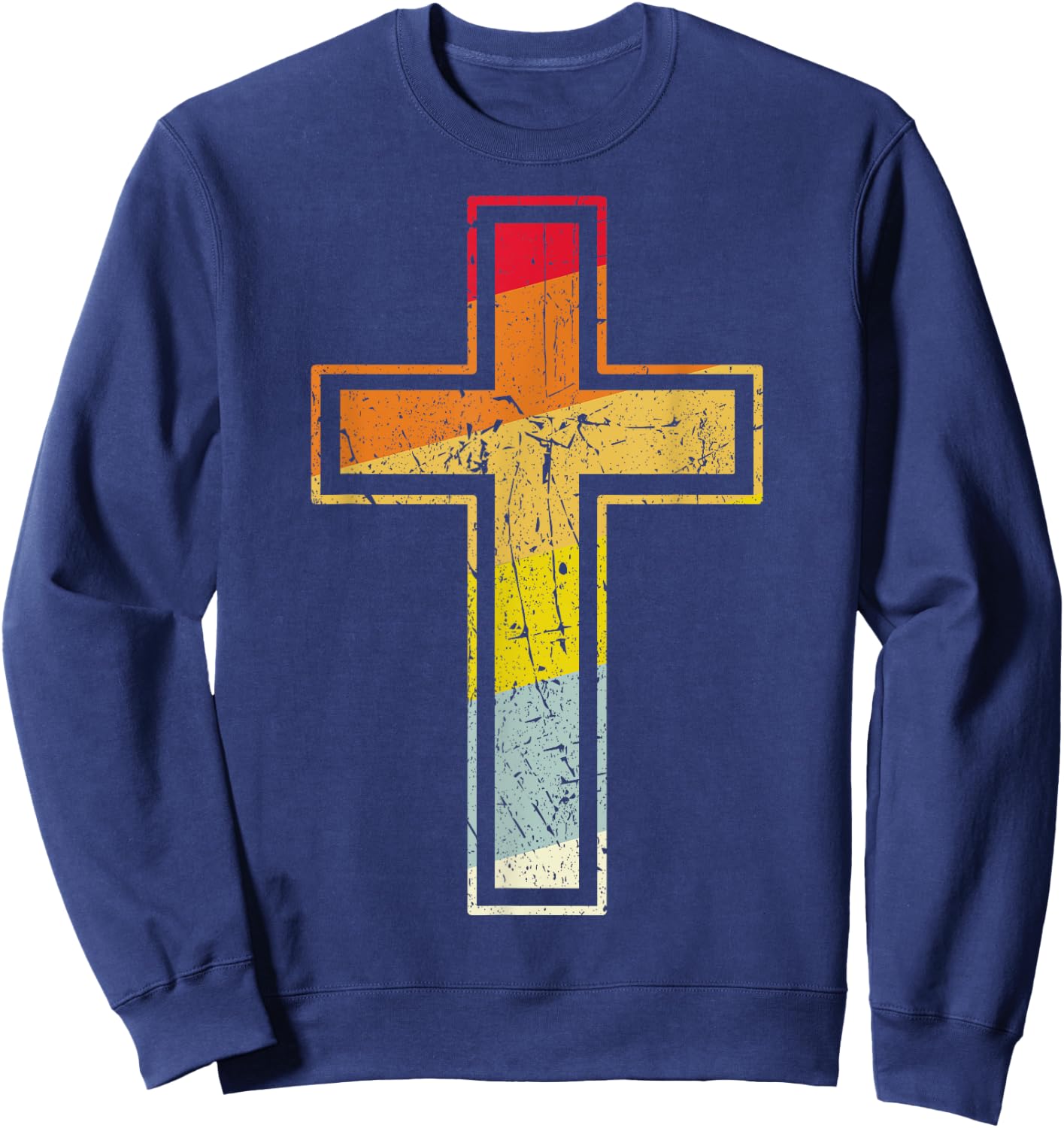 Retro cross vintage Jesus cross Gift Sweatshirt - Sweatshirt | Navy