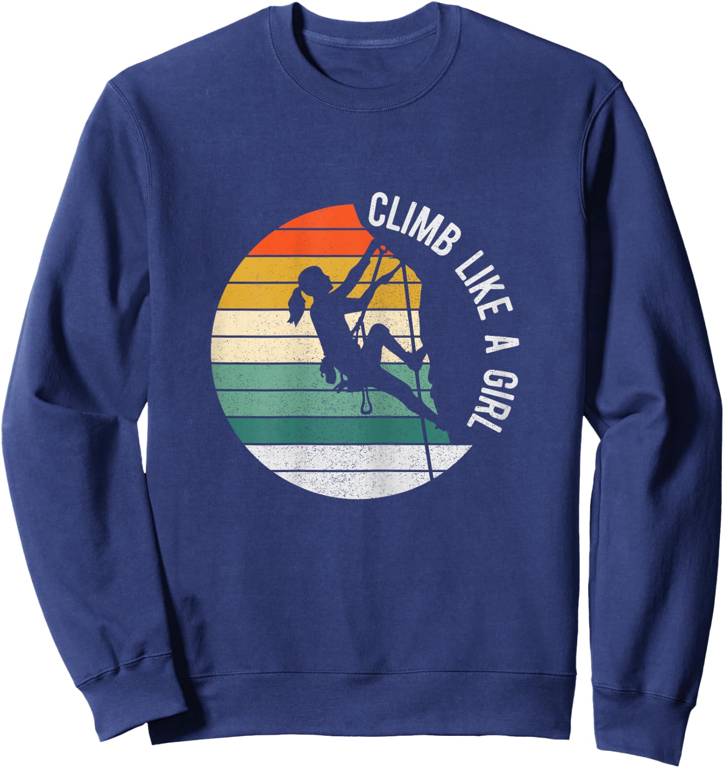 Climb Like A Girl Rock Climbing Gear Kids Women Sunset Sweatshirt - Sweatshirt | Navy