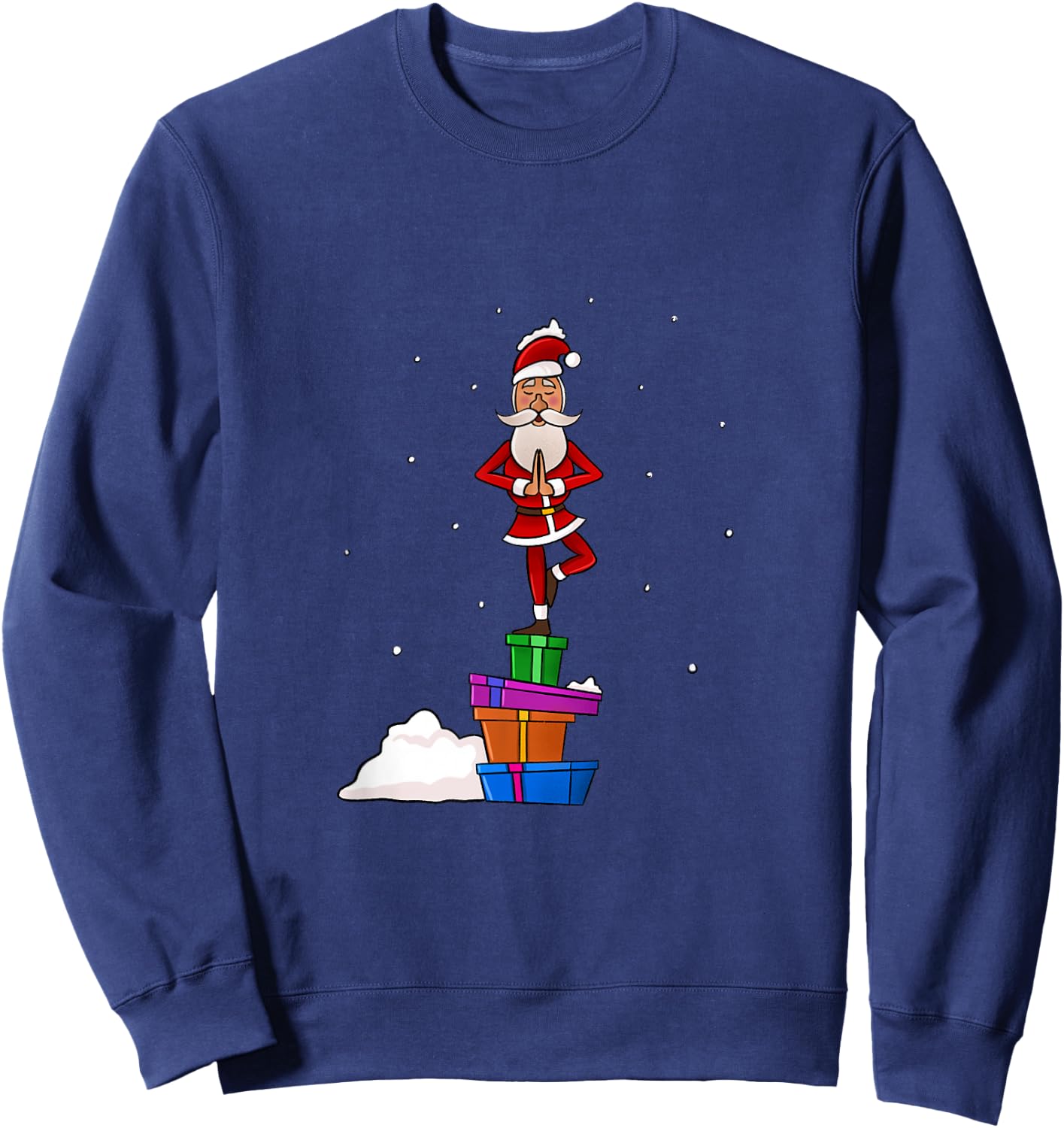 Funny Christmas Santa Claus Meditating Yoga Lover Teacher Women Sweatshirt - Sweatshirt | Navy
