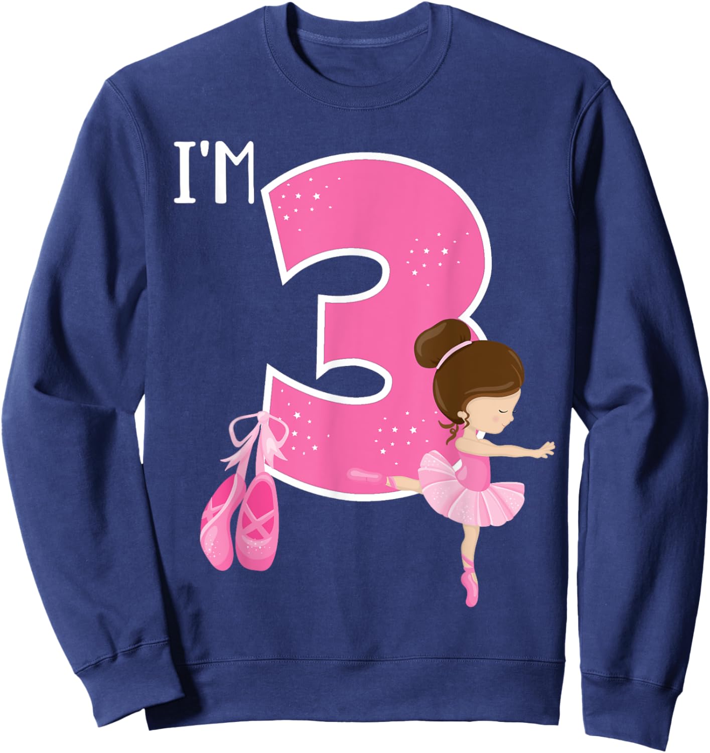 Girl's 3 Year Old Ballerina 3rd Birthday Party Ballet Dancer Sweatshirt - Sweatshirt | Navy