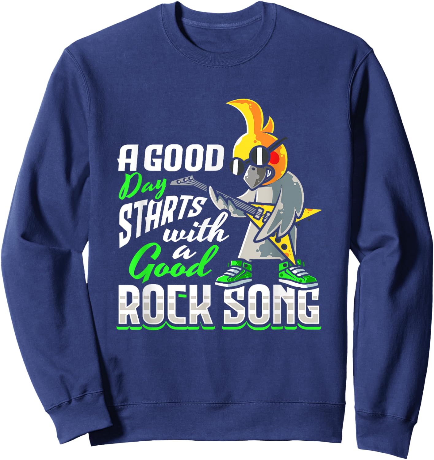 Cockatiel Bird Rock n Roll Design for a Rock music lover Sweatshirt - Sweatshirt | Navy