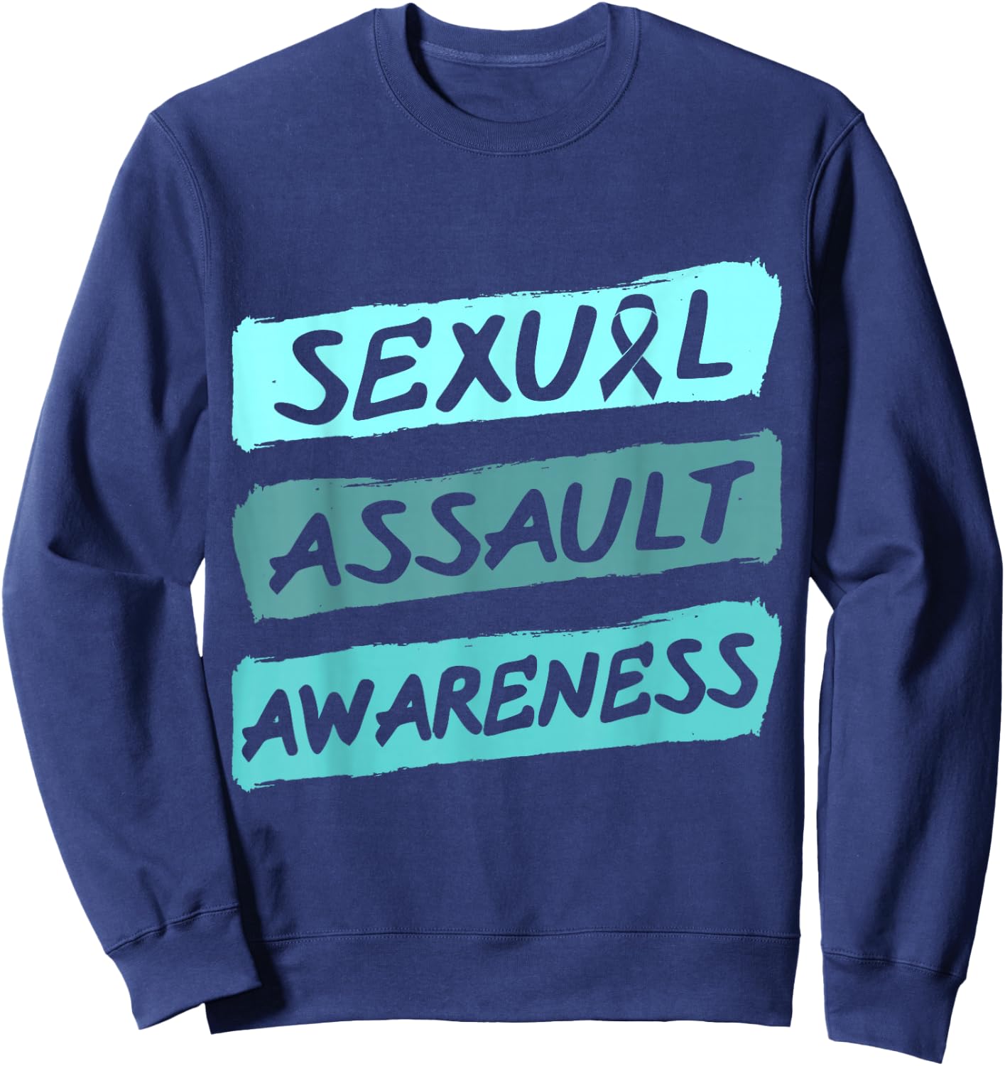 Sexual Assault Awareness Teal Ribbon Sweatshirt - Sweatshirt | Navy