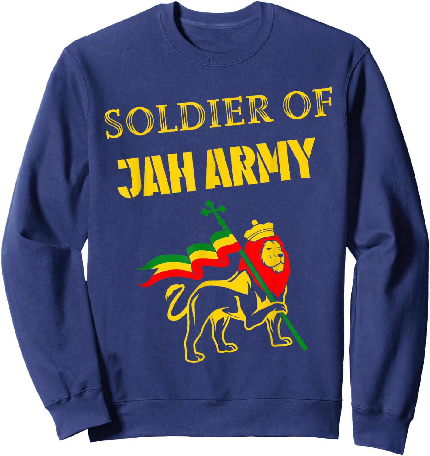 Men Women Jamaica Reggae Jah Army Rastafari Lion of Judah Sweatshirt - Sweatshirt | Navy