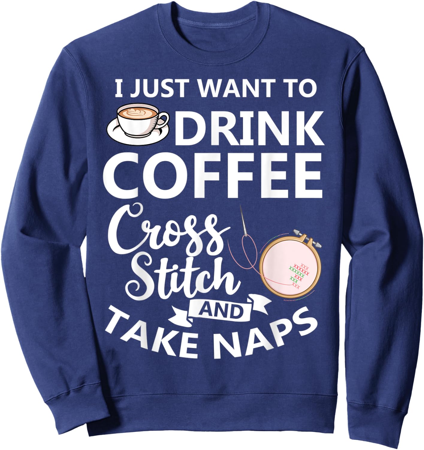 Cross Stitch Counted Pattern Beginner Alphabet Needle Sweatshirt - Sweatshirt | Navy