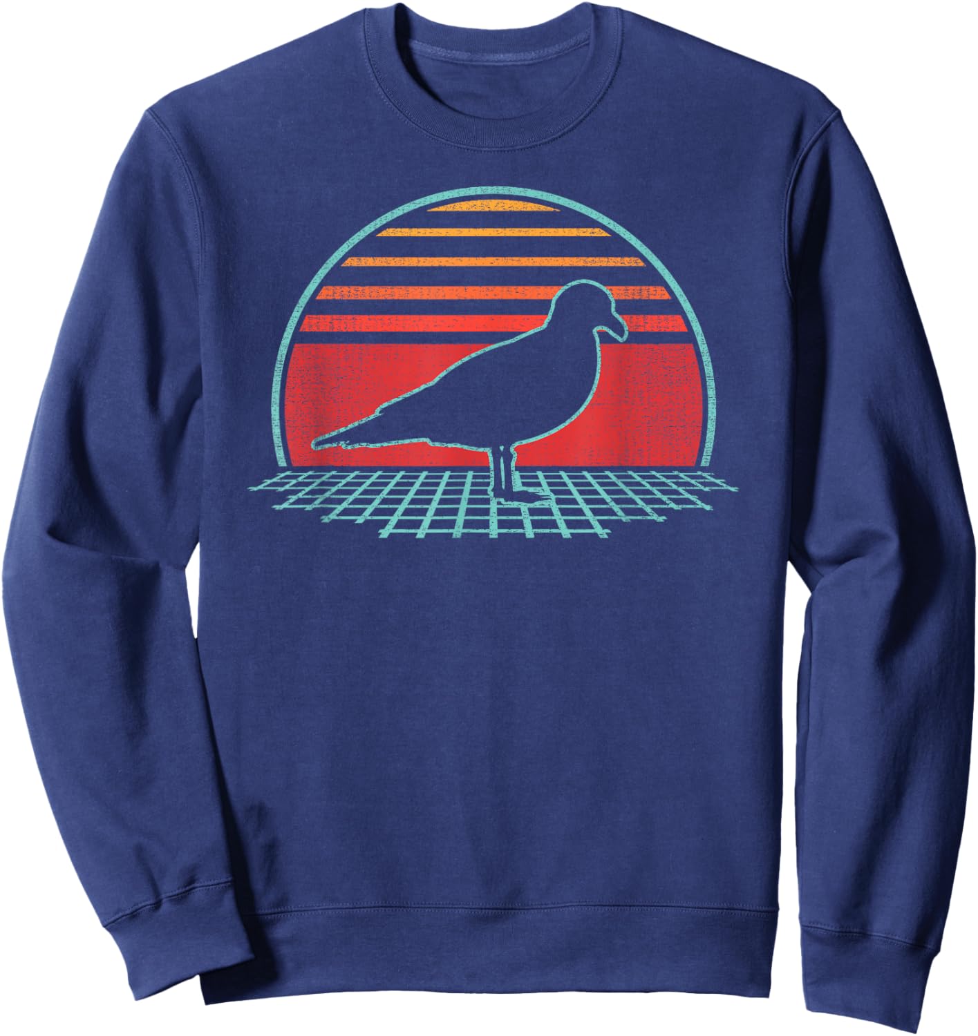 Seagull Bird Retro Vintage 80s Style Birding Gift Sweatshirt - Sweatshirt | Navy