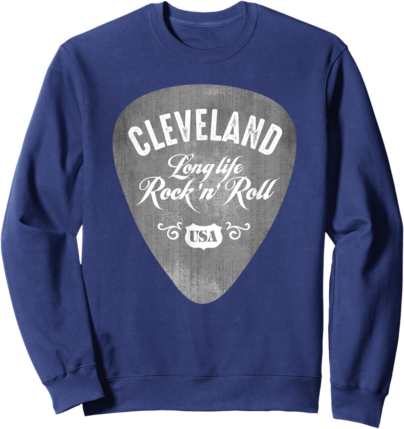 Cleveland Rock And Roll USA Guitar Pick Vintage Sweatshirt - Sweatshirt | Navy