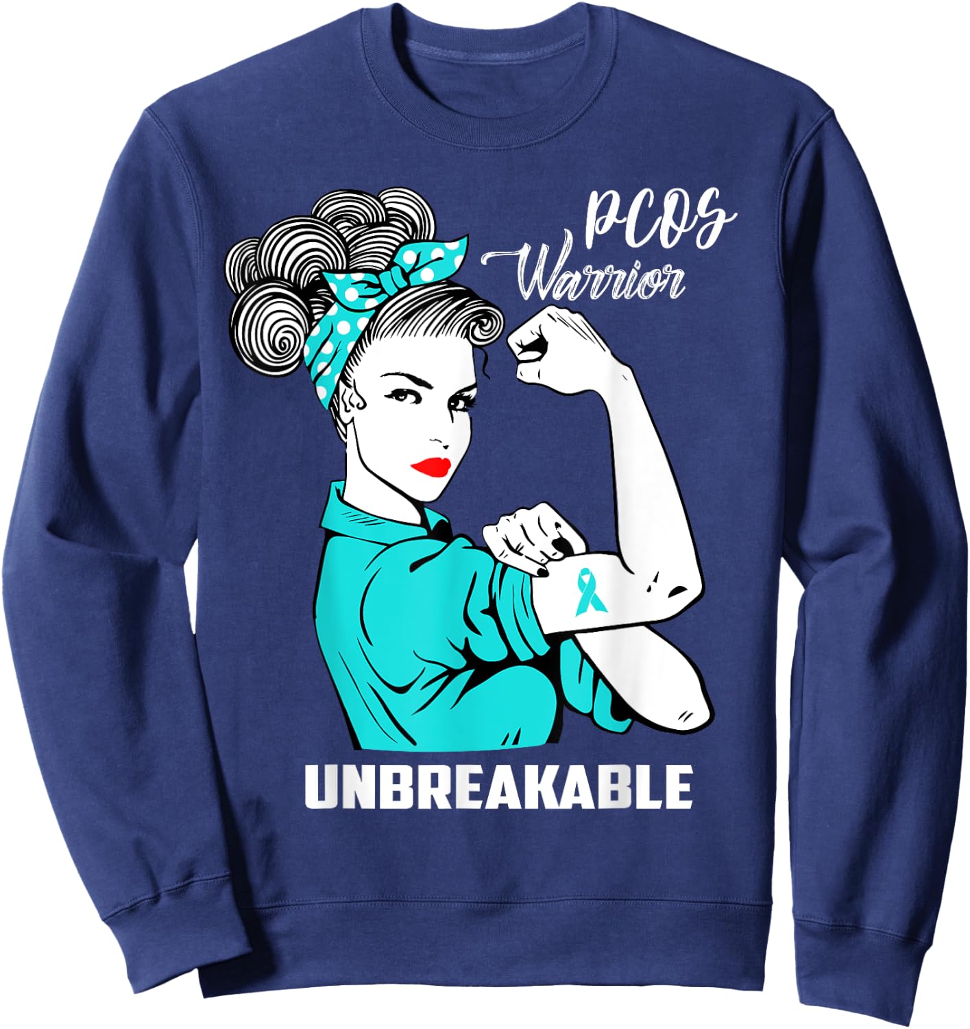 PCOS Warrior Unbreakable PCOS Awareness Gift Shirt Sweatshirt - Sweatshirt | Navy