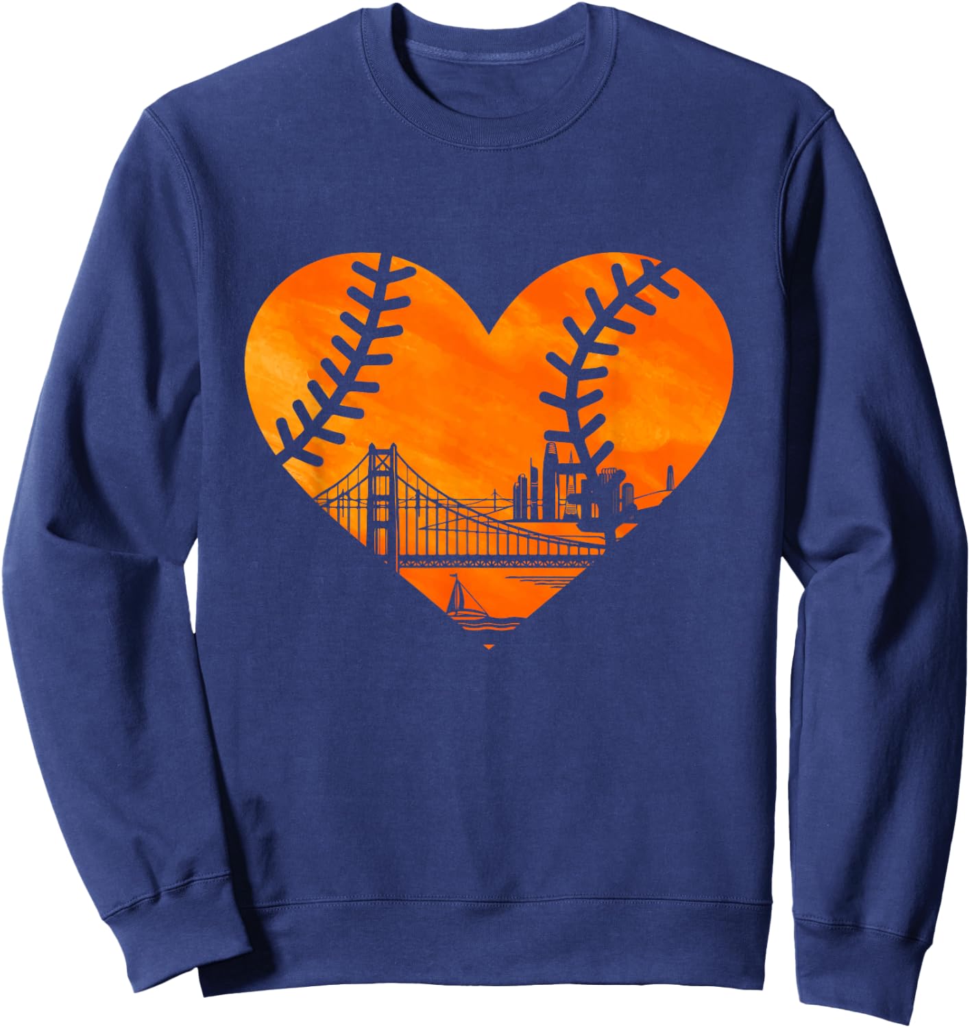 US State San Francisco Baseball Vintage Heart Sweatshirt - Sweatshirt | Navy