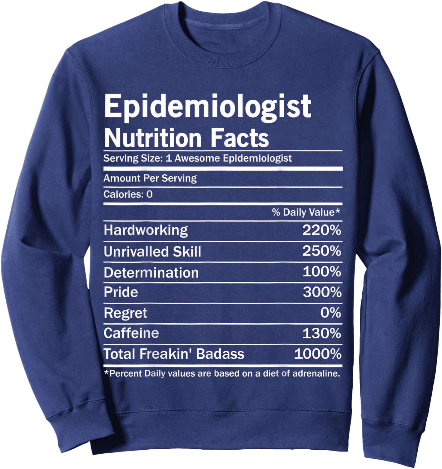 Epidemiologist Nutrition Facts Funny Epidemiology Sweatshirt - Sweatshirt | Navy