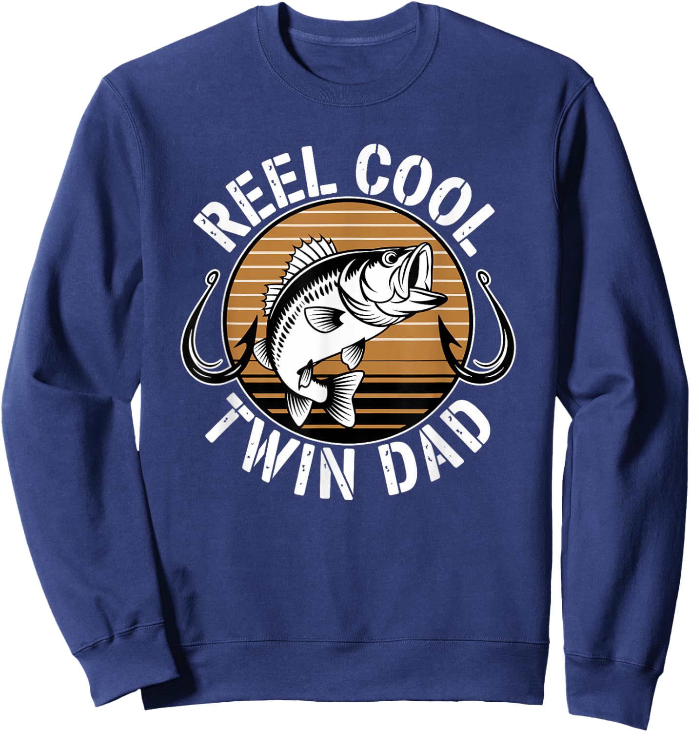 Reel Cool Twin Dad Fisherman Fishing Sweatshirt - Sweatshirt | Navy