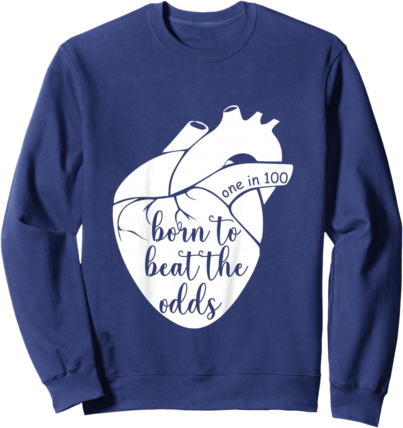 Kids Born to That Beat The Odds CHD Awareness Heart Warrior Sweatshirt - Sweatshirt | Navy