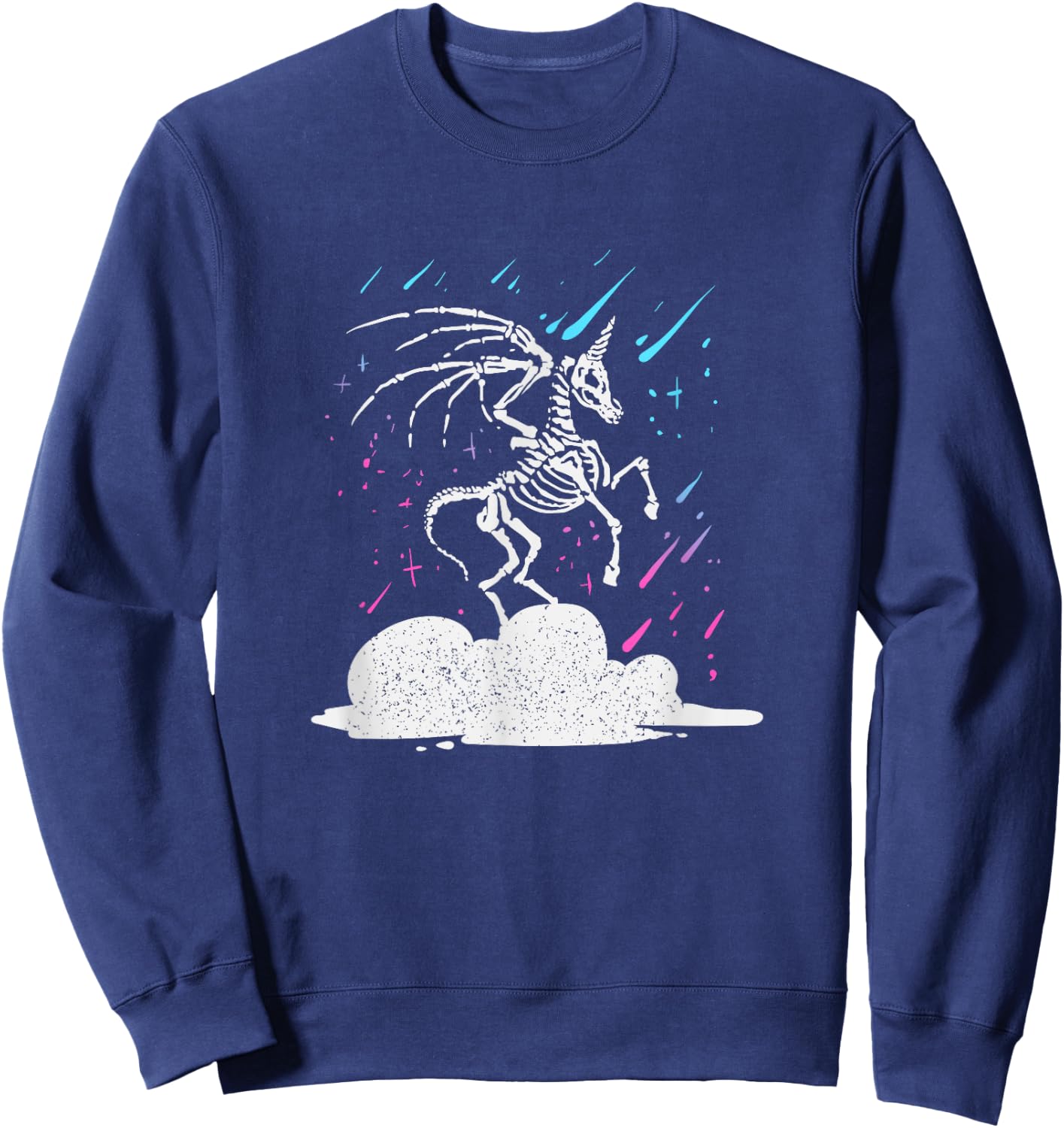 Dead Unicorn Skeleton Rainbow Artwork Sweatshirt - Sweatshirt | Navy