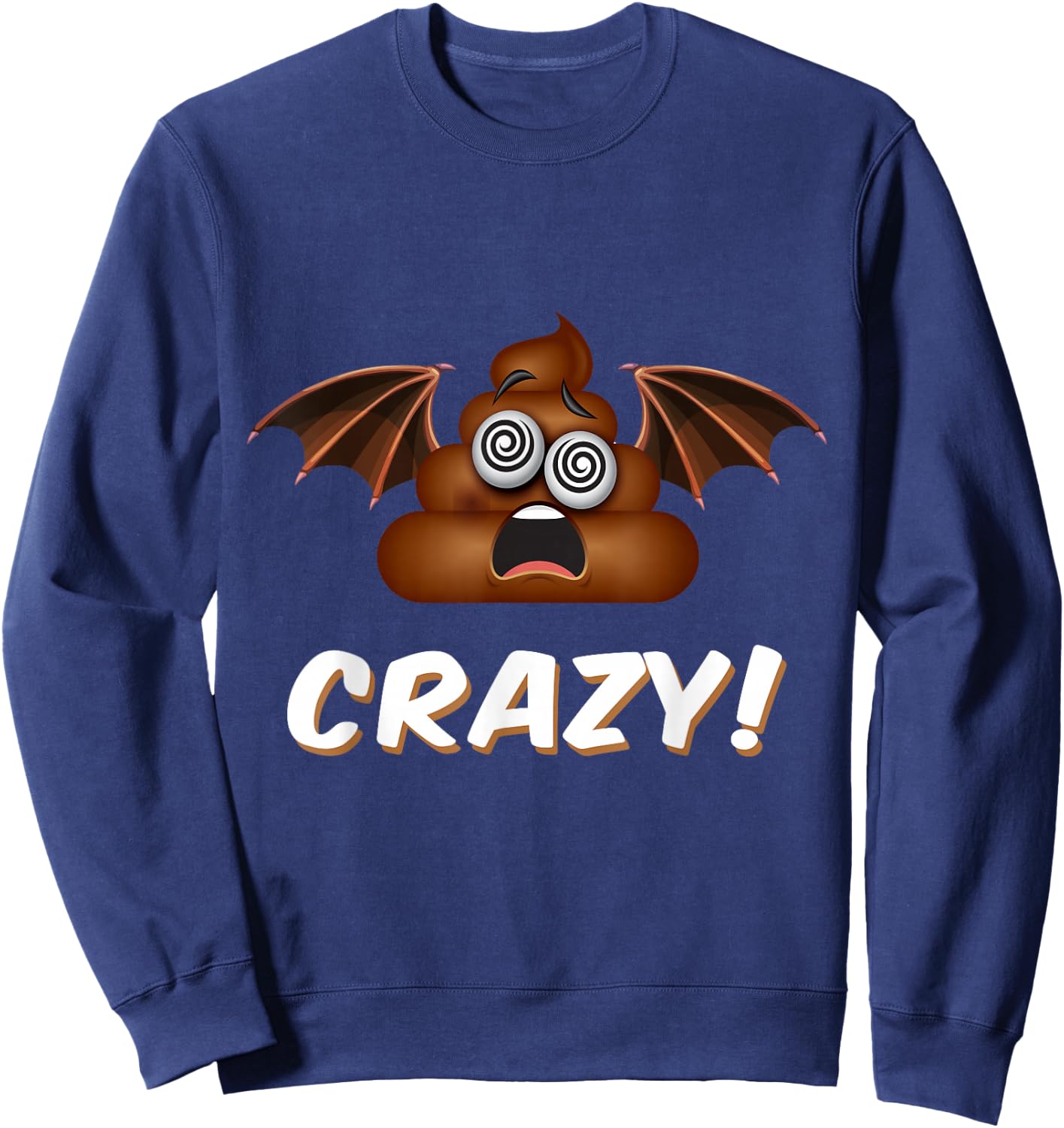 Funny Halloween Bat Shit Crazy Poop Emoticon Sweatshirt - Sweatshirt | Navy