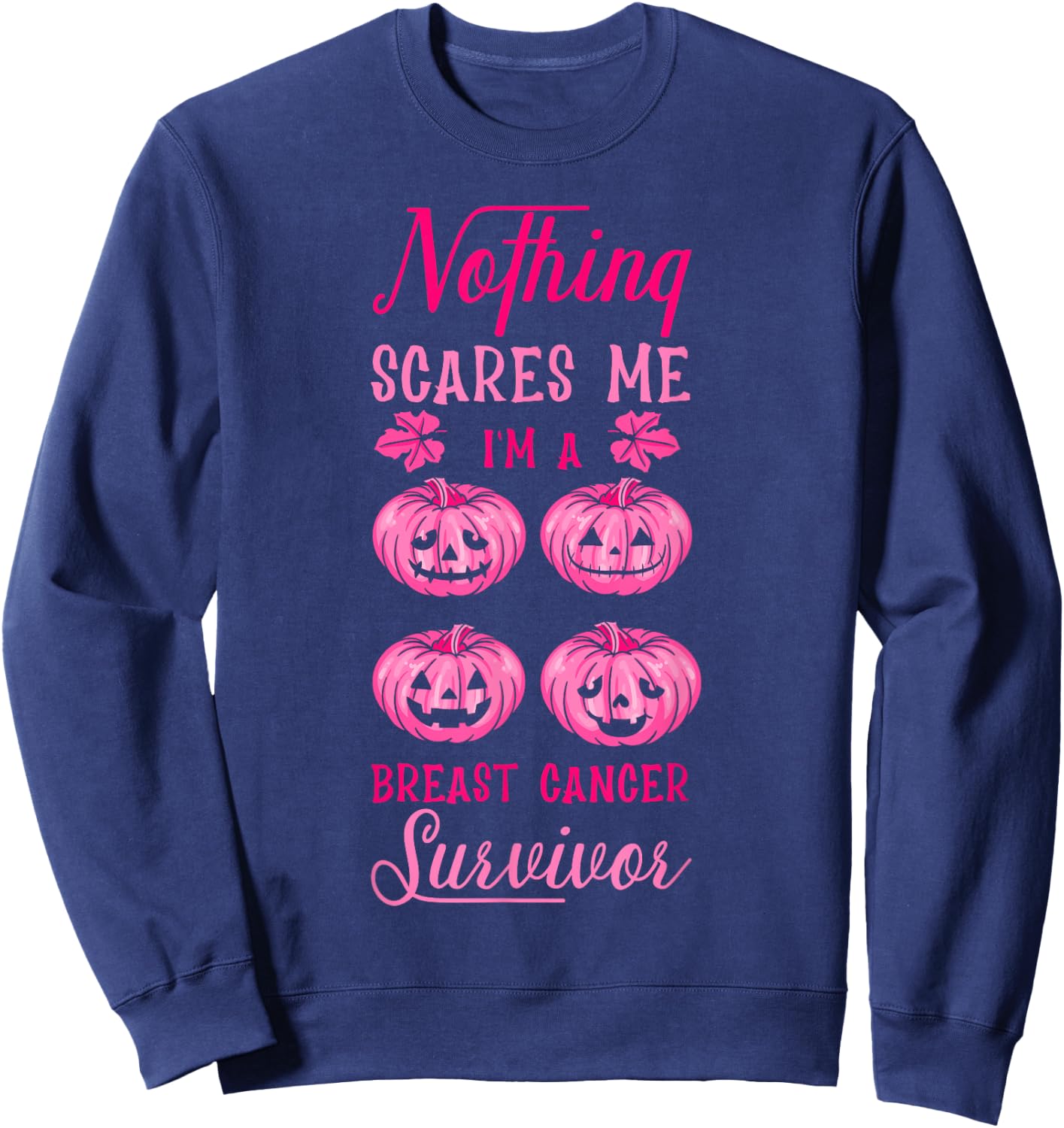 Breast Cancer Halloween Party Survivor Pink Pumpkin Sweatshirt - Sweatshirt | Navy