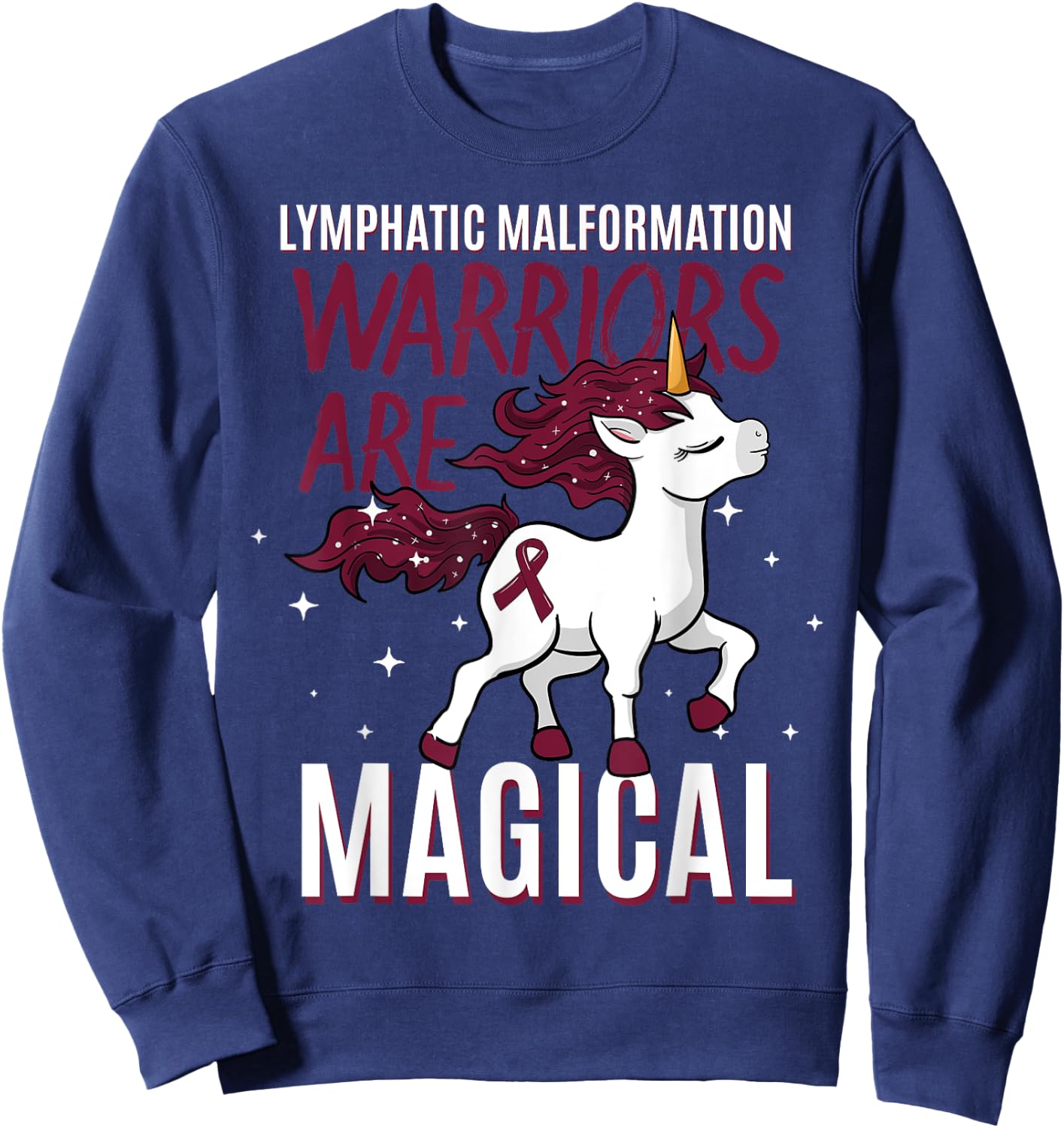 Lymphatic Malformation Awareness Unicorn Lover Lymphangioma Sweatshirt - Sweatshirt | Navy