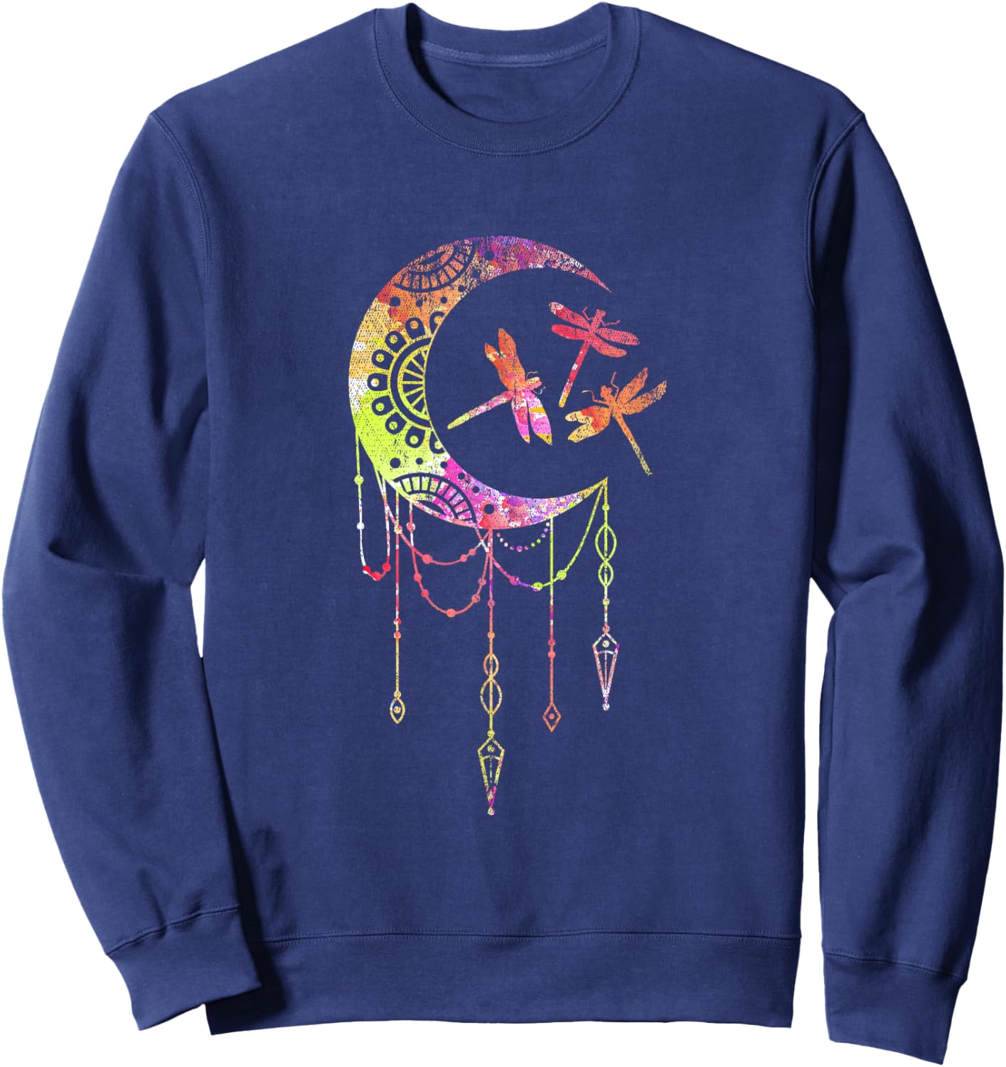 Dream Catcher Spirit Animal Chakra Colorful Dragonfly Sweatshirt - Sweatshirt | Navy