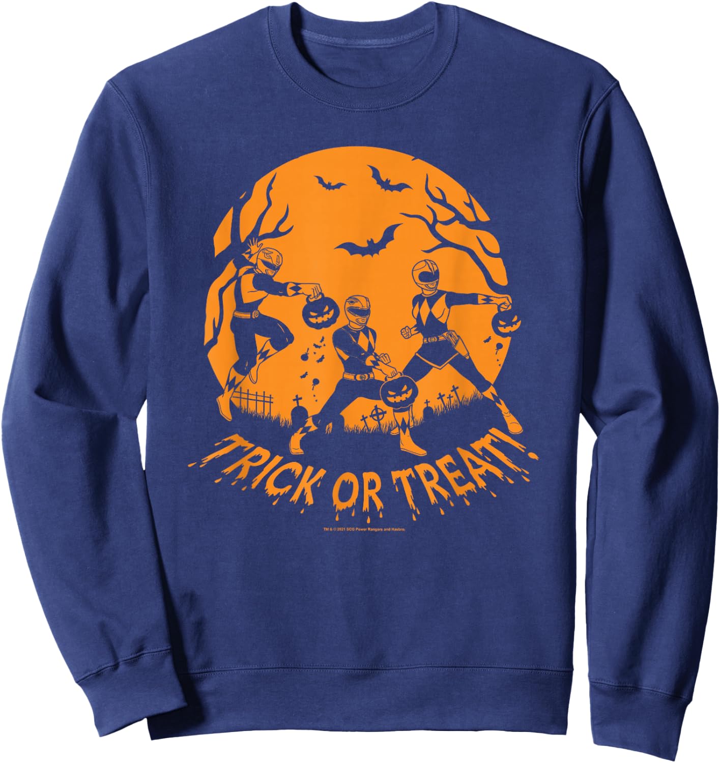 Power Rangers Halloween Group Shot Trick Or Treat Silhouette Sweatshirt - Sweatshirt | Navy