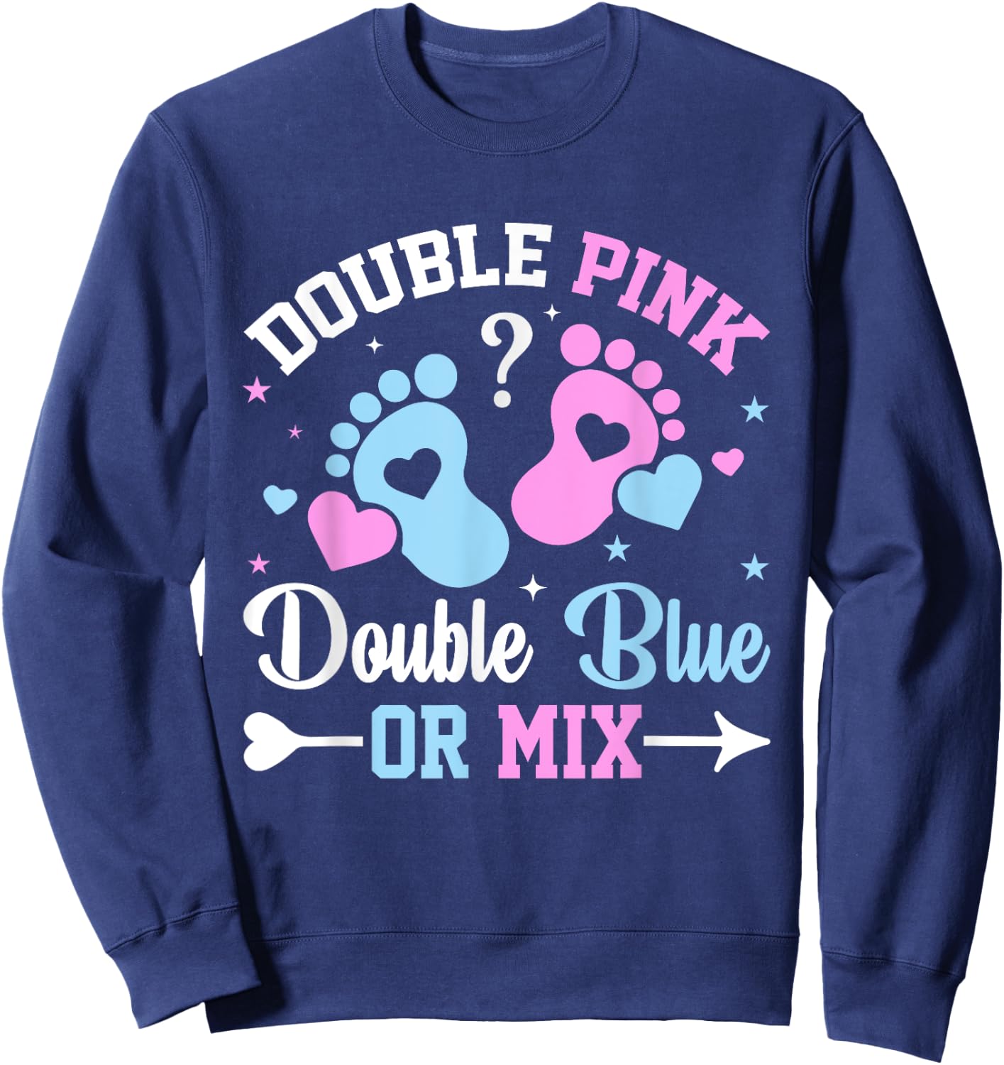 Double Pink Double Blue Mix Twin Gender Announcement Reveal Sweatshirt - Sweatshirt | Navy
